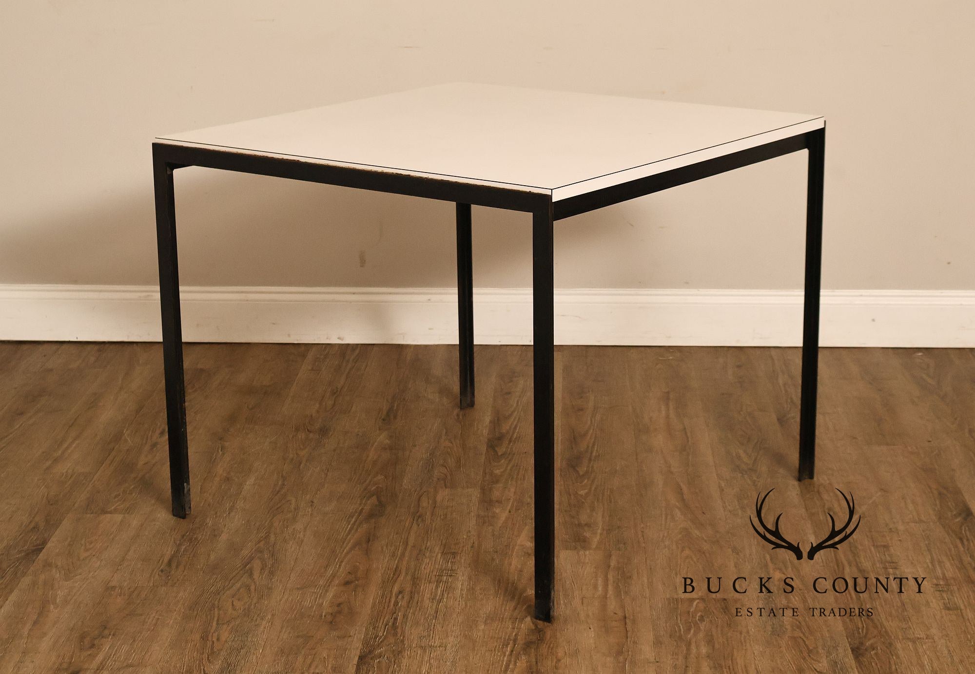 Vintage Knoll Associates Mid Century Modern White Laminate And Black Metal Dining Table