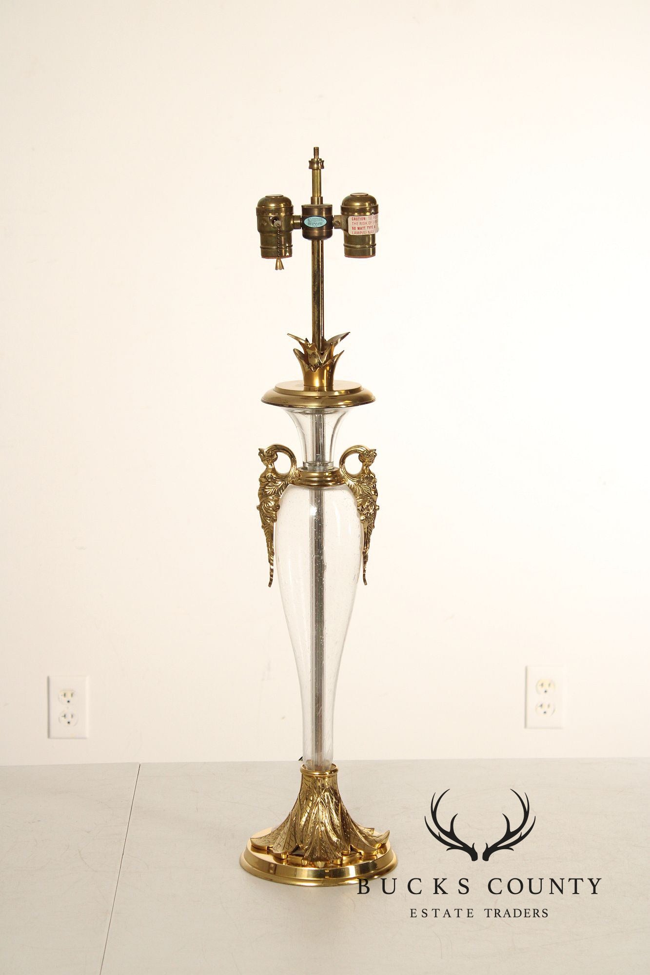 Chapman Pair of Brass and Glass Table Lamps