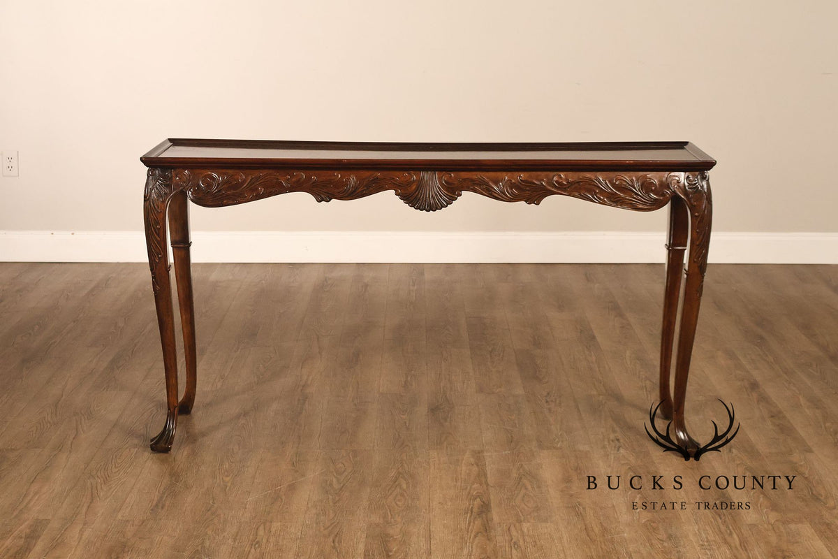 Narrow Irish Georgian Style Carved Mahogany Console Table