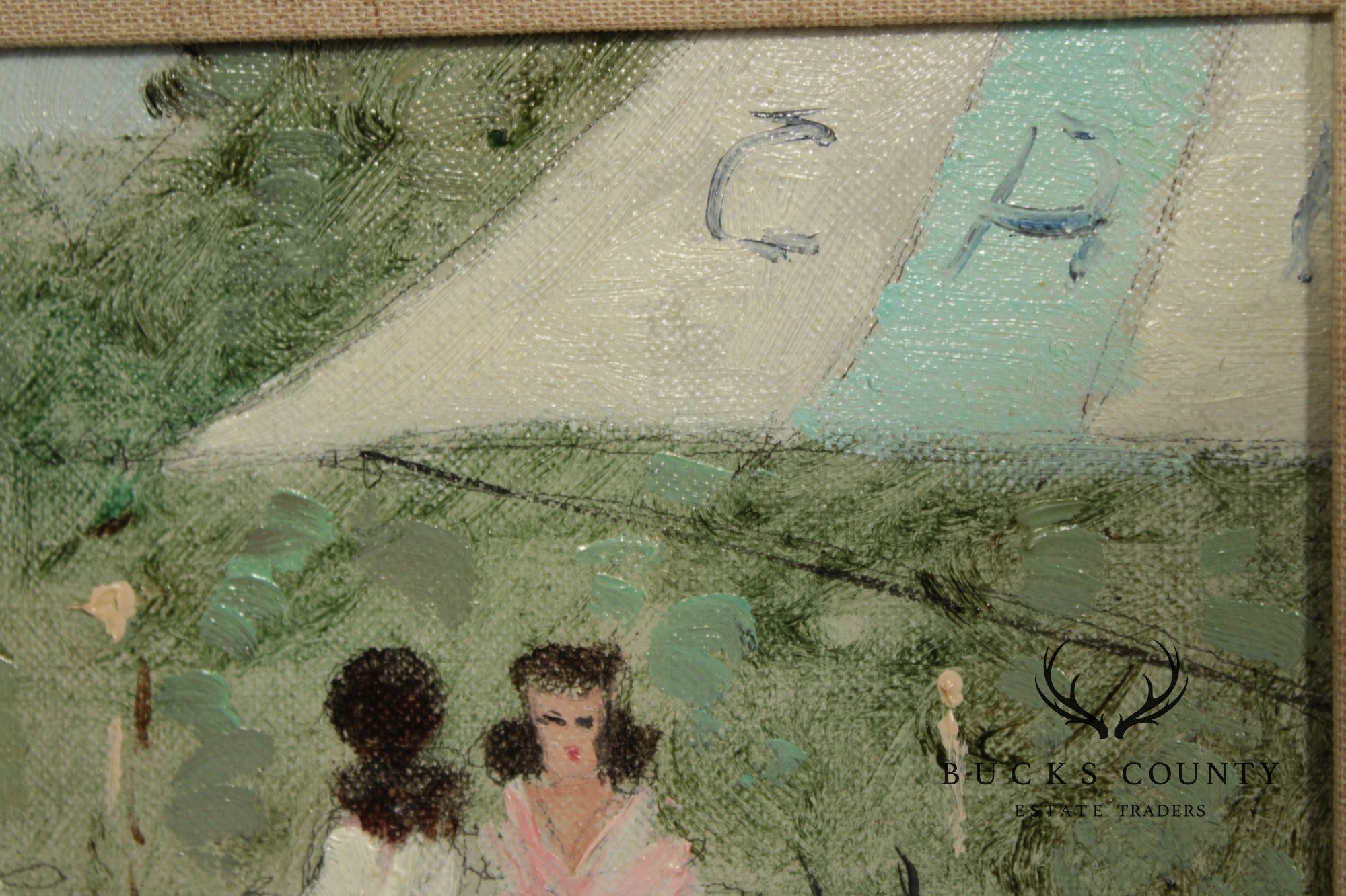 'Luigi Cagliani' Set Of 3 Small Oil Paintings In Heavy Gold Frames