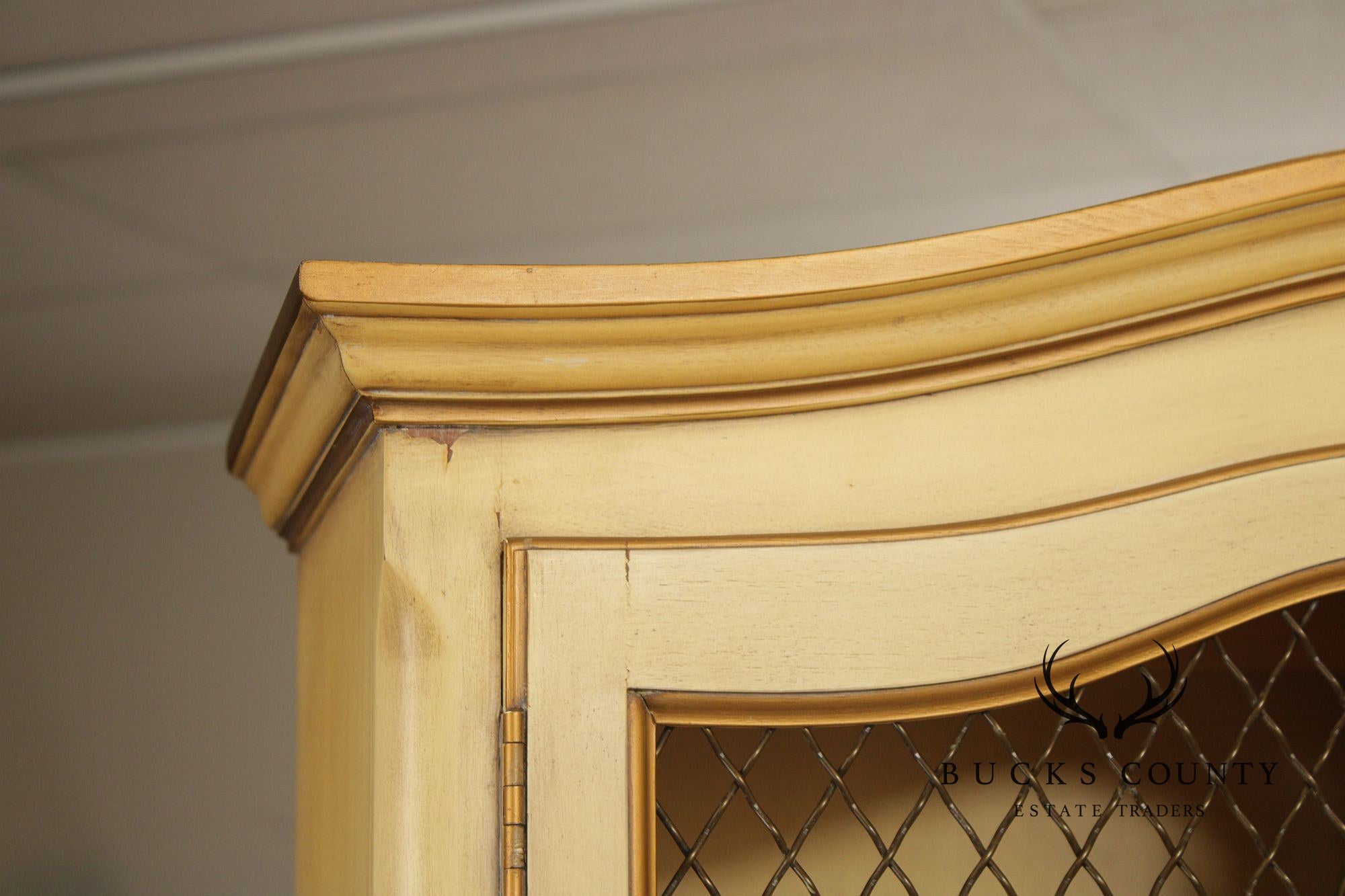 French Provincial Style Vintage Painted China Cabinet