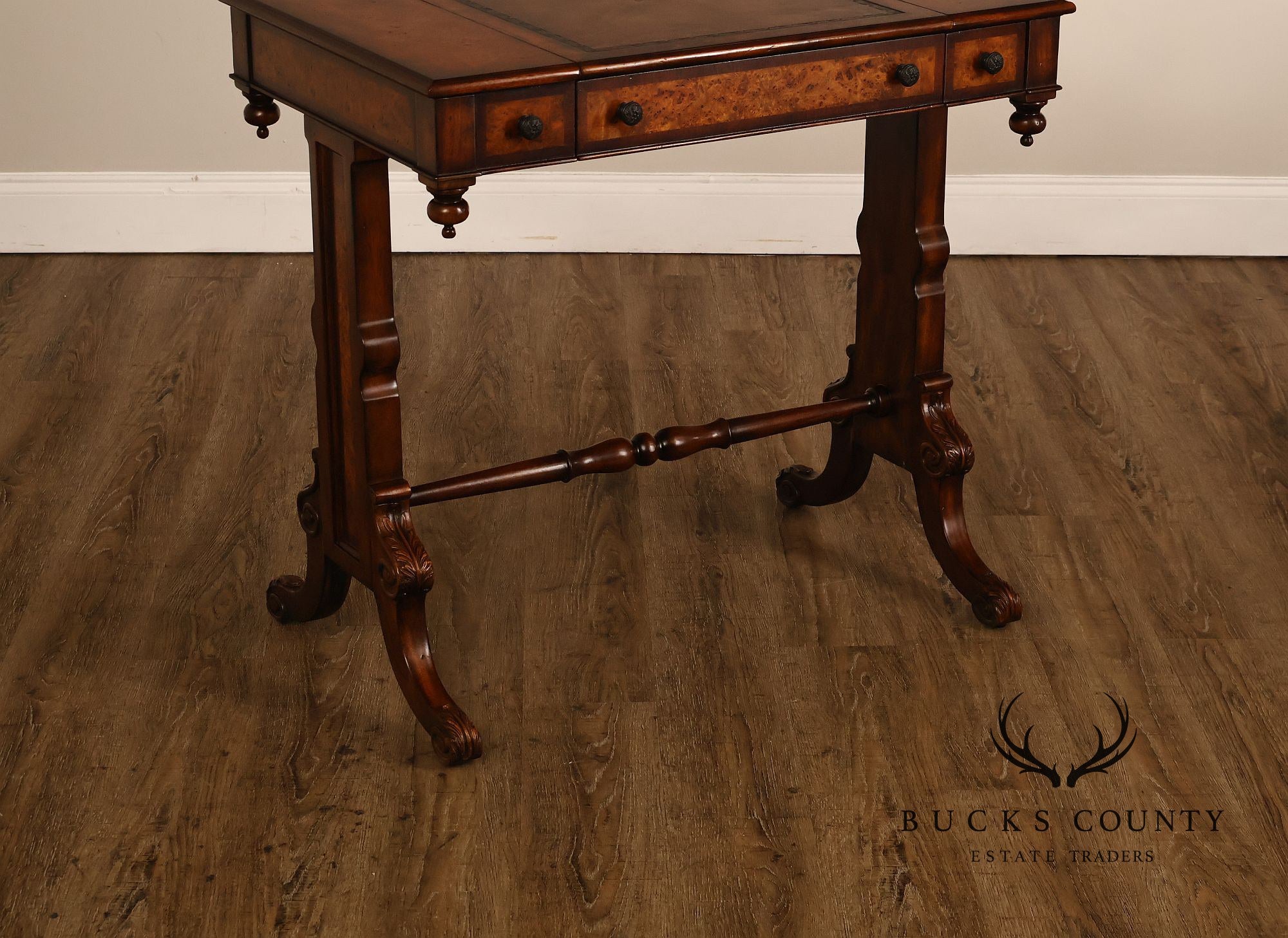 Theodore Alexander Mahogany Burl Wood Game Table