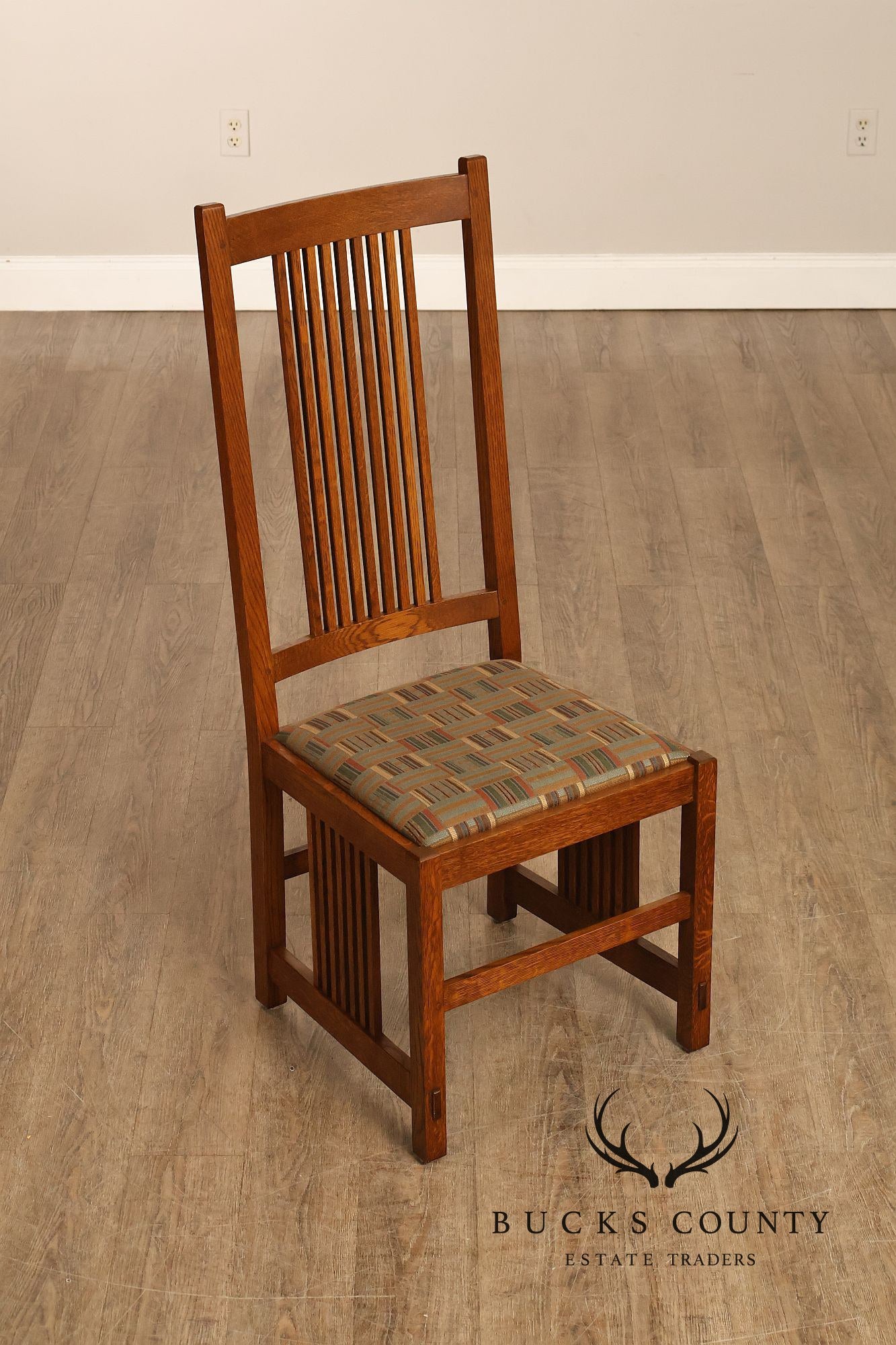 Stickley Mission Collection Pair of Oak Spindle Side Dining Chairs