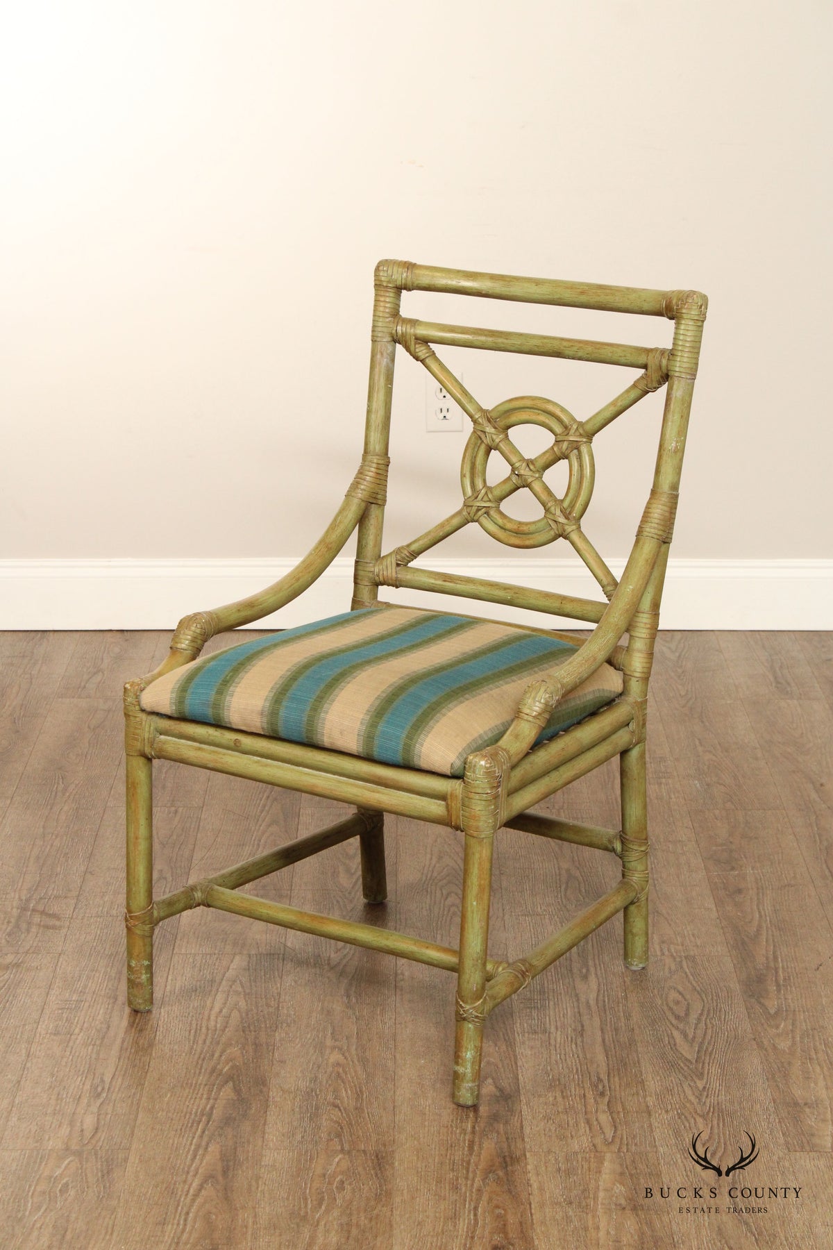 Surfside Casual Furniture Mid Century Modern Set of Four Rattan Dining Chairs