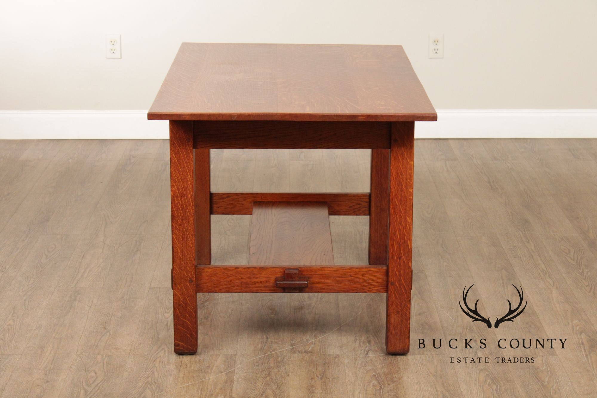 L. & J.G. Stickley Antique Mission Oak Library Table Writing Desk