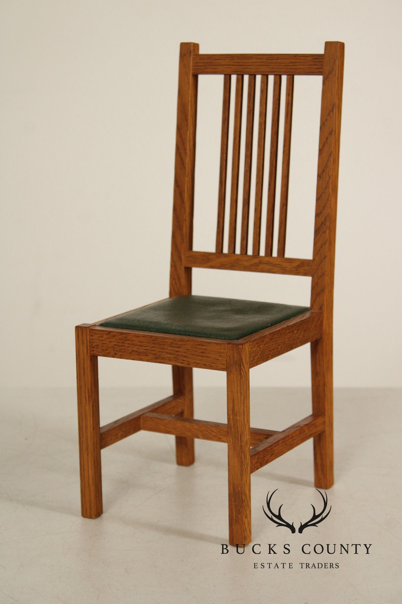 Stickley T.C. Timber Doll House Furniture Set of Four Miniature Oak Spindle Dining Chairs