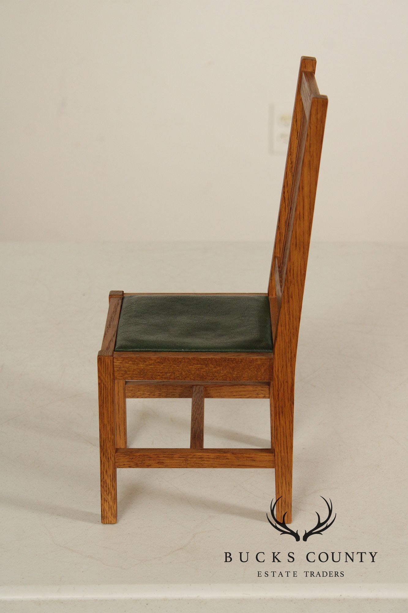 Stickley T.C. Timber Doll House Furniture Set of Four Miniature Oak Spindle Dining Chairs