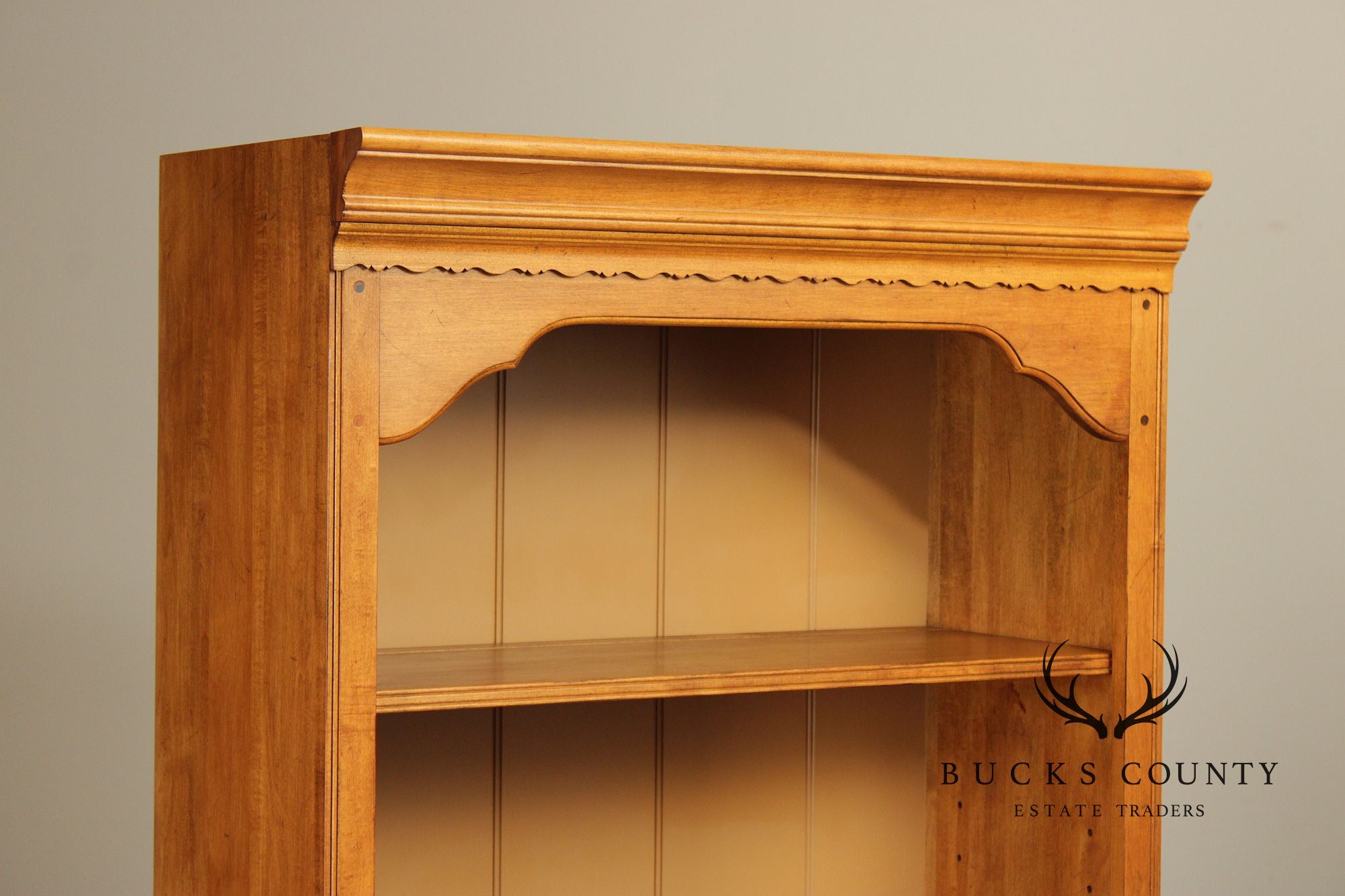 Ethan Allen 1776 Collection Traditional Maple Pair Of Tall Open Bookcases