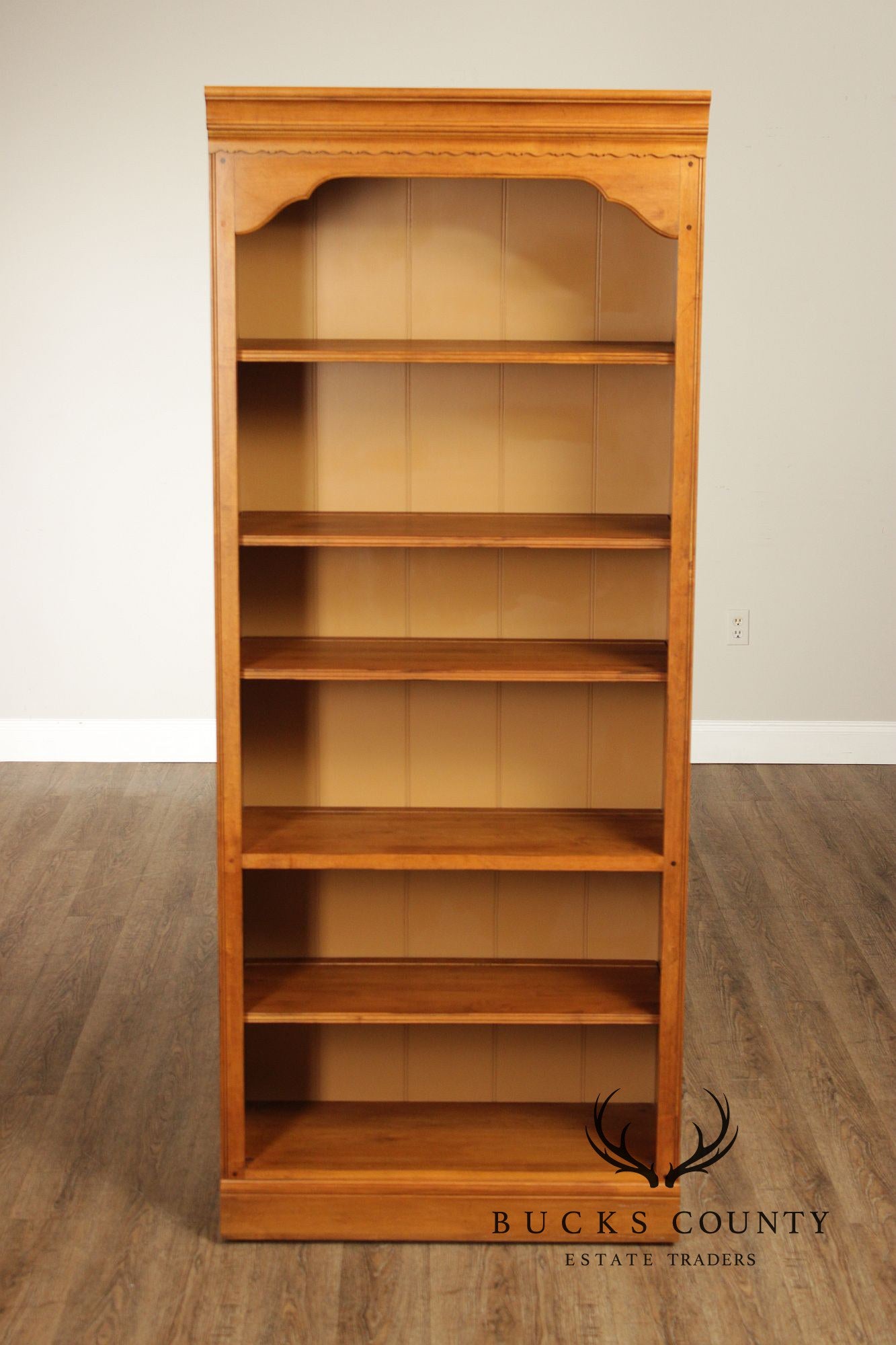 Ethan Allen 1776 Collection Traditional Maple Pair Of Tall Open Bookcases