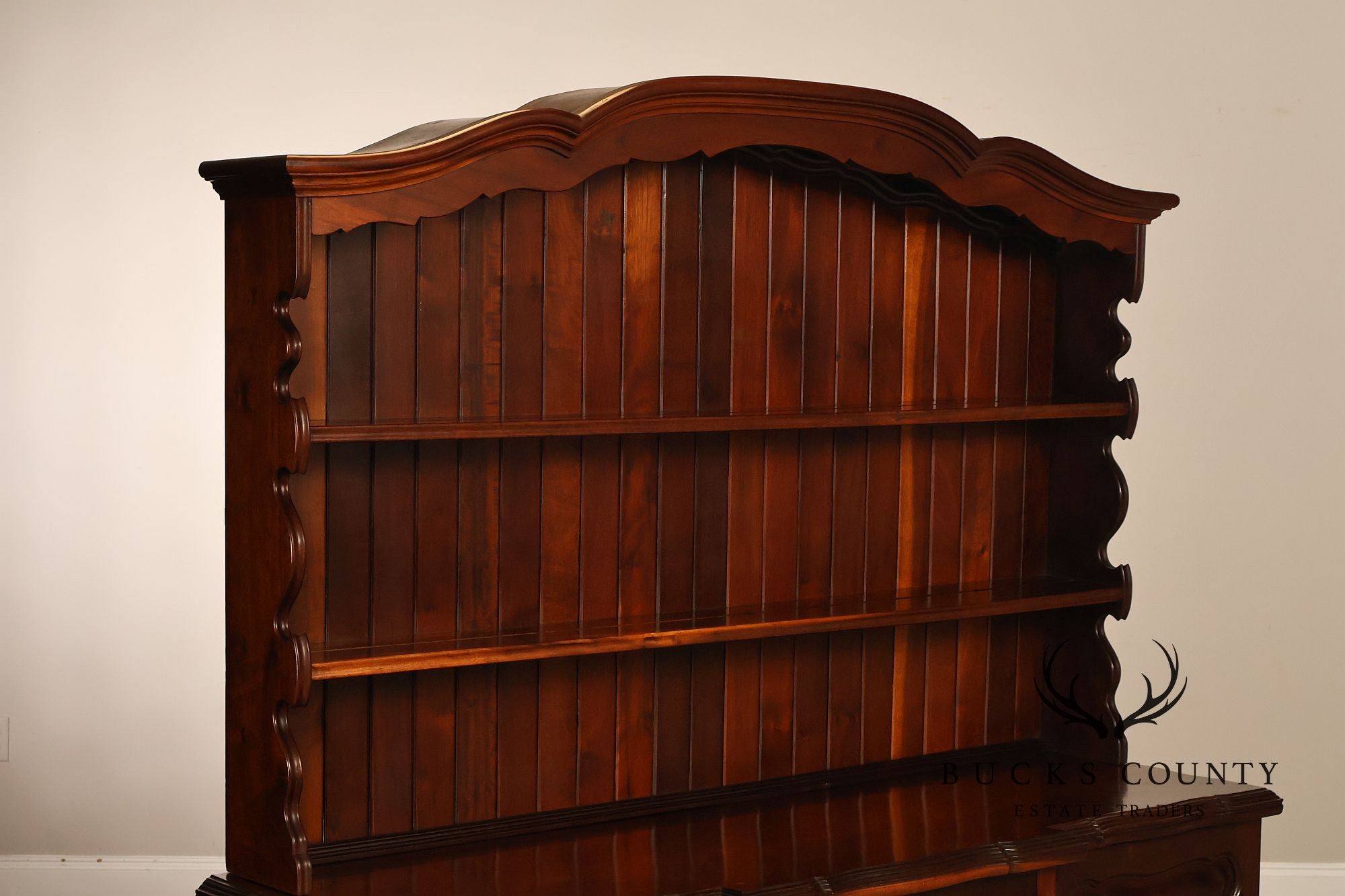Queen Anne Style Welsh Two Piece Open Hutch Cabinet With Carved Claw & Ball Feet
