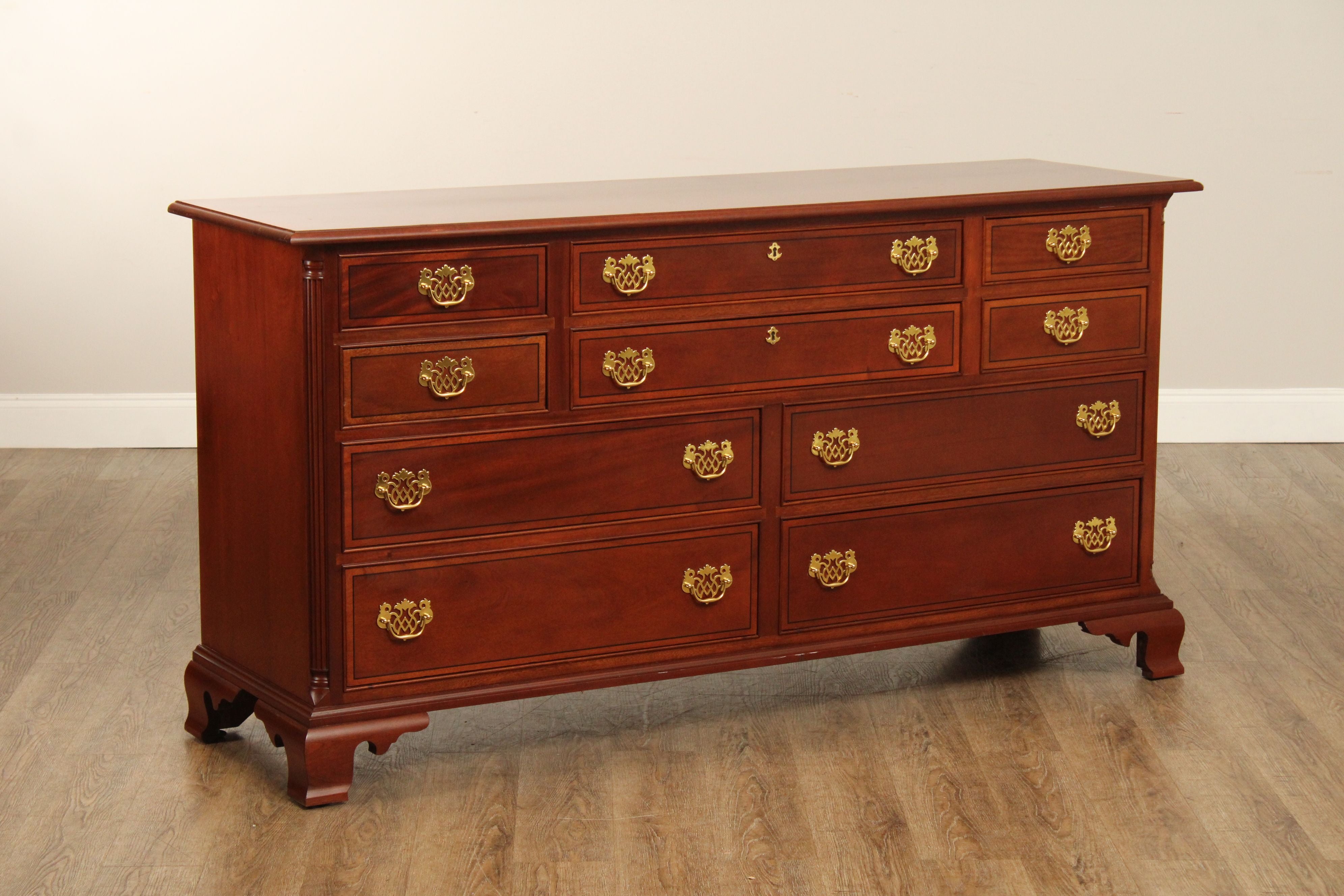 Stickley Chippendale Style Inlaid Mahogany Dresser