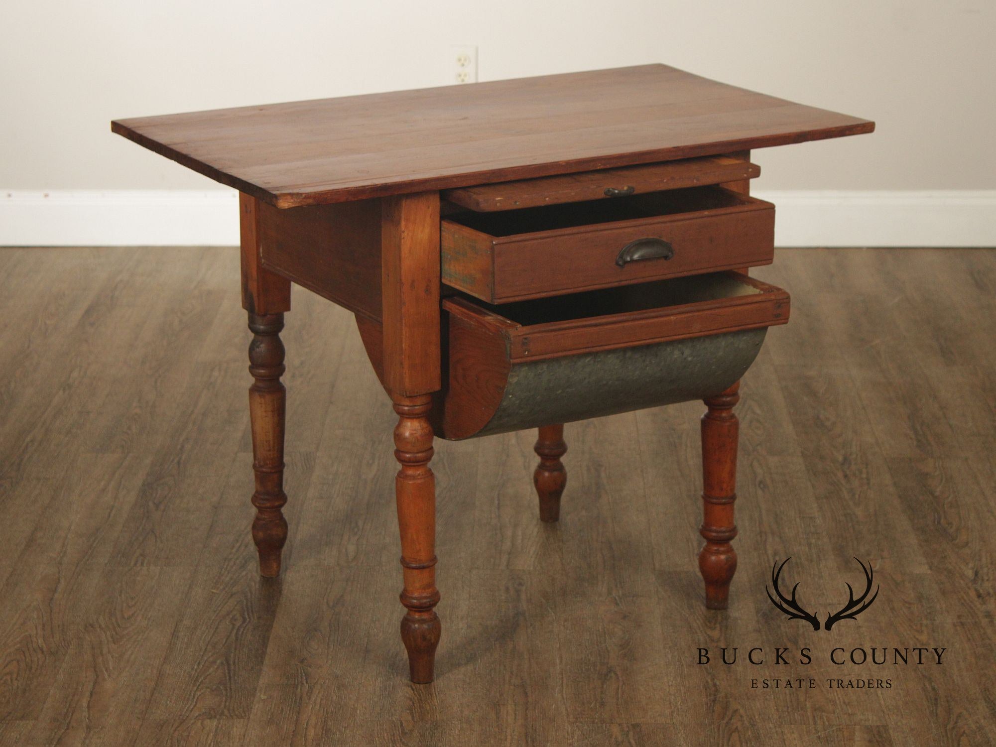 Antique American Primitive Pine Dough Table