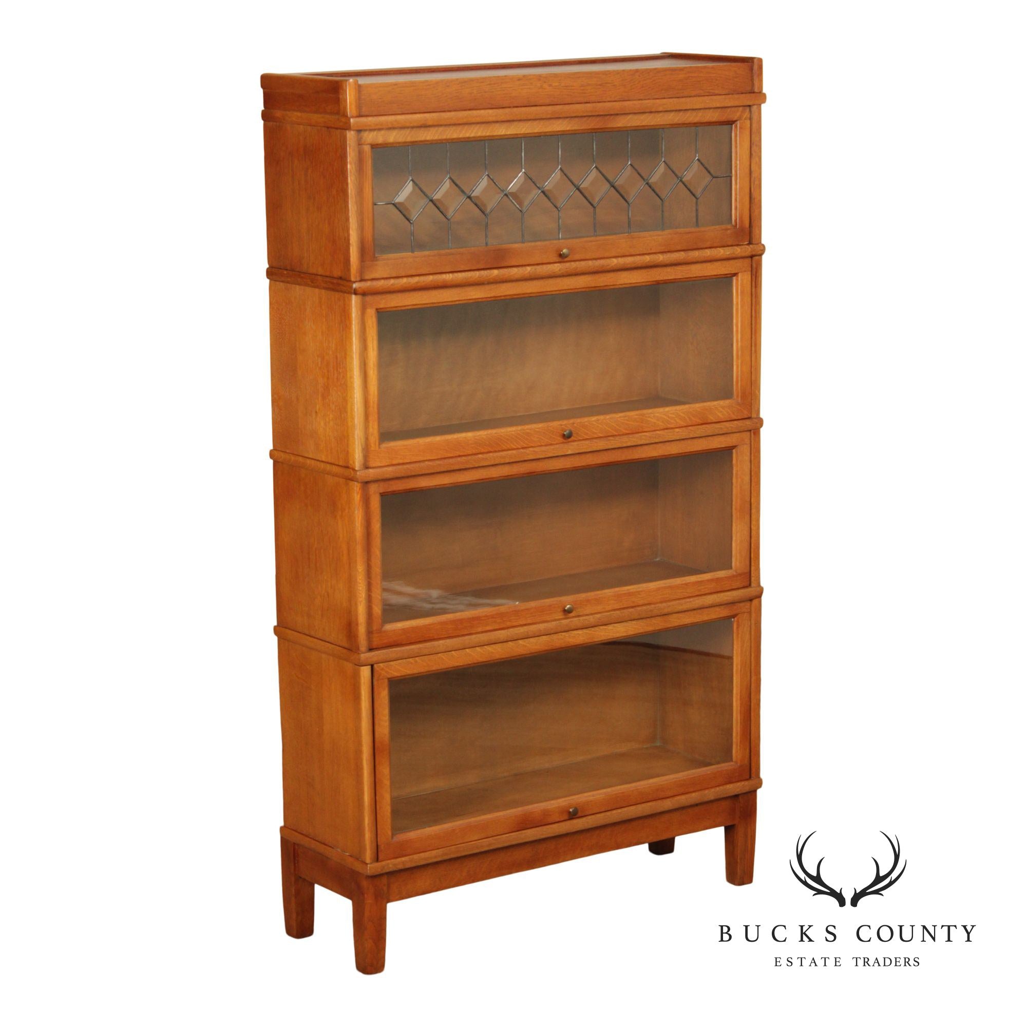 Antique Oak Four-Section Barrister Bookcase