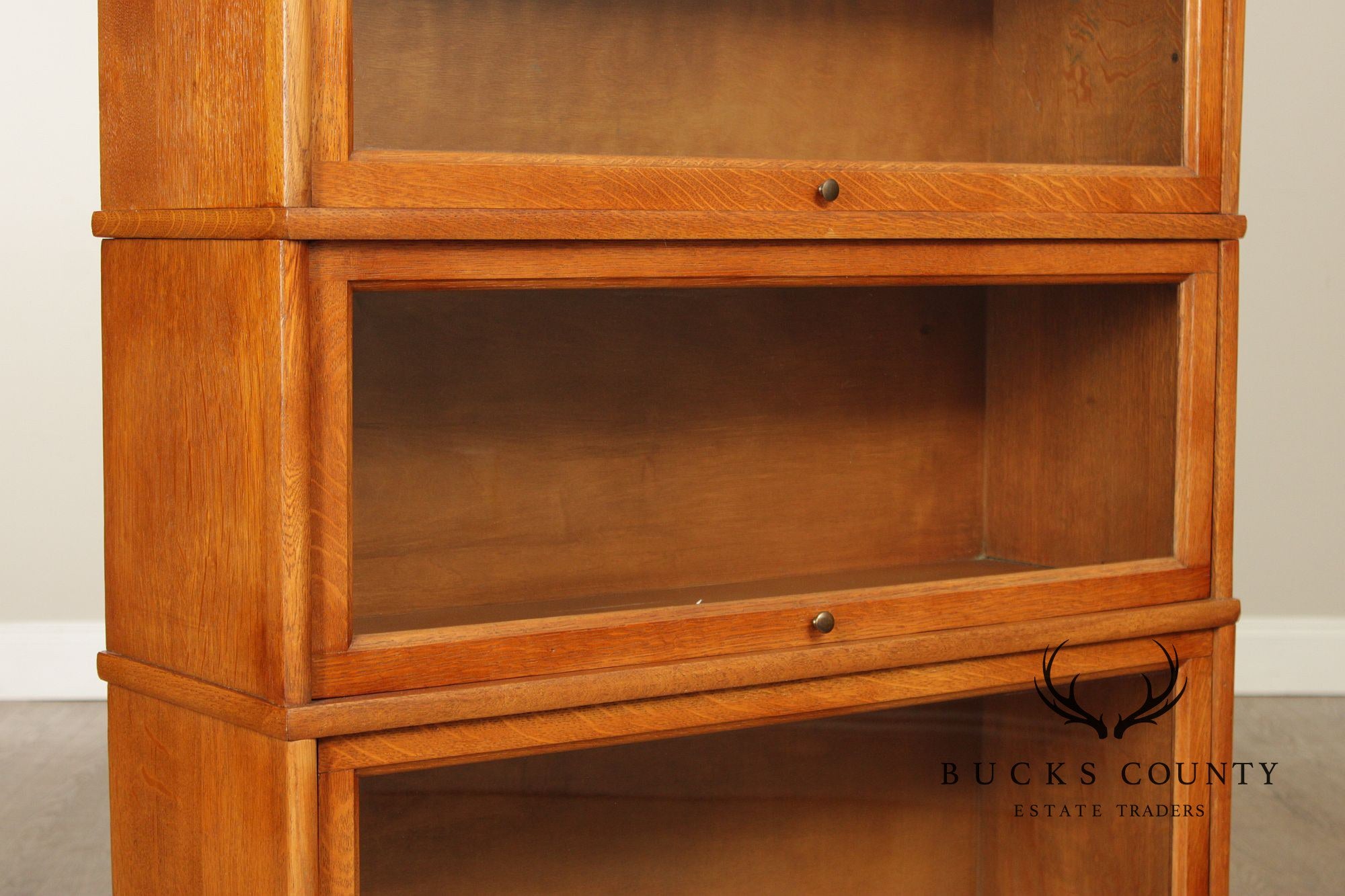 Antique Oak Four-Section Barrister Bookcase