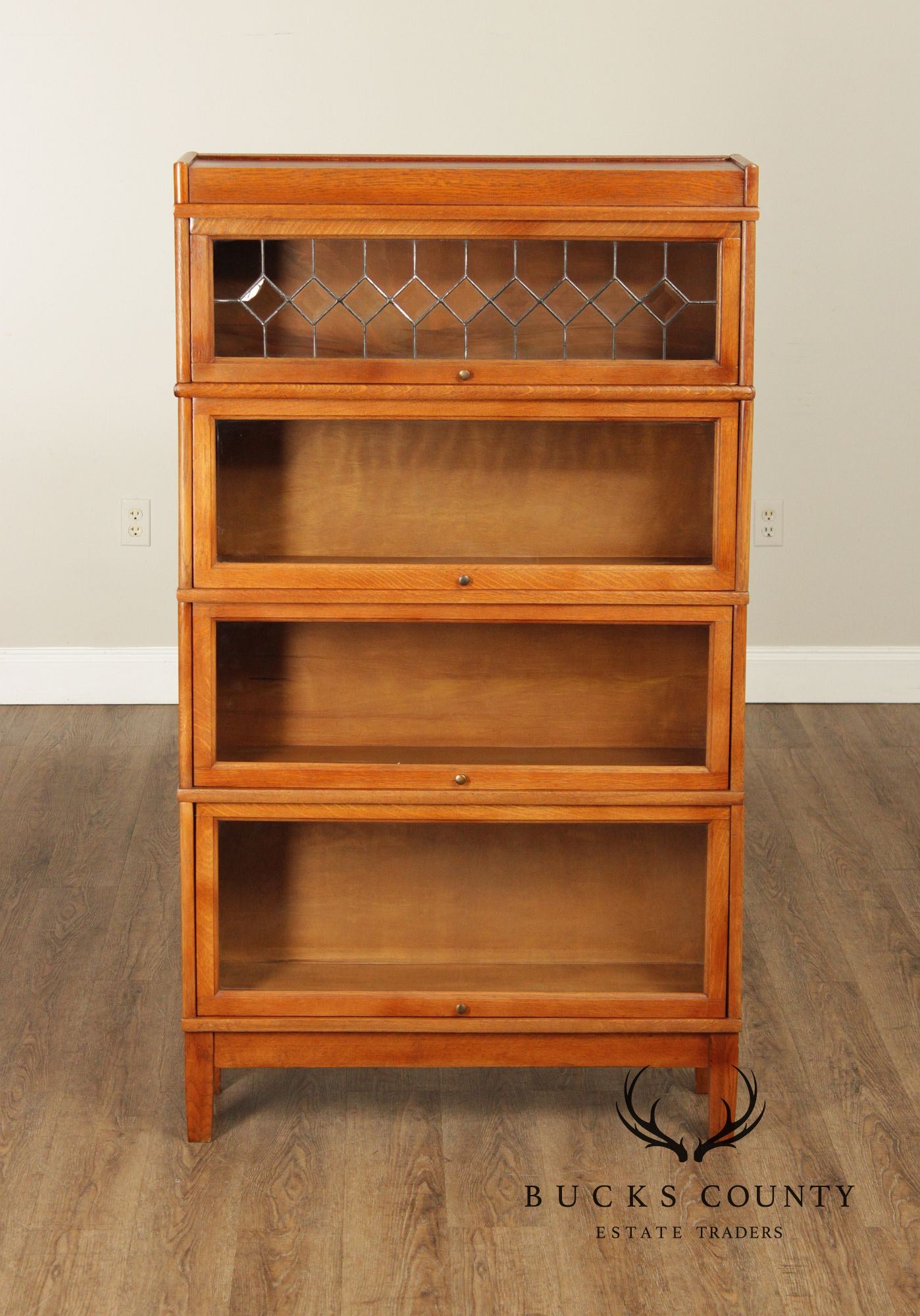 Antique Oak Four-Section Barrister Bookcase