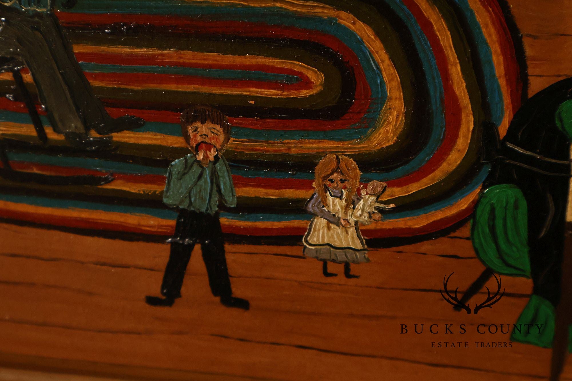 Nadine Hake Buck Folk Art Painting, Home Scene