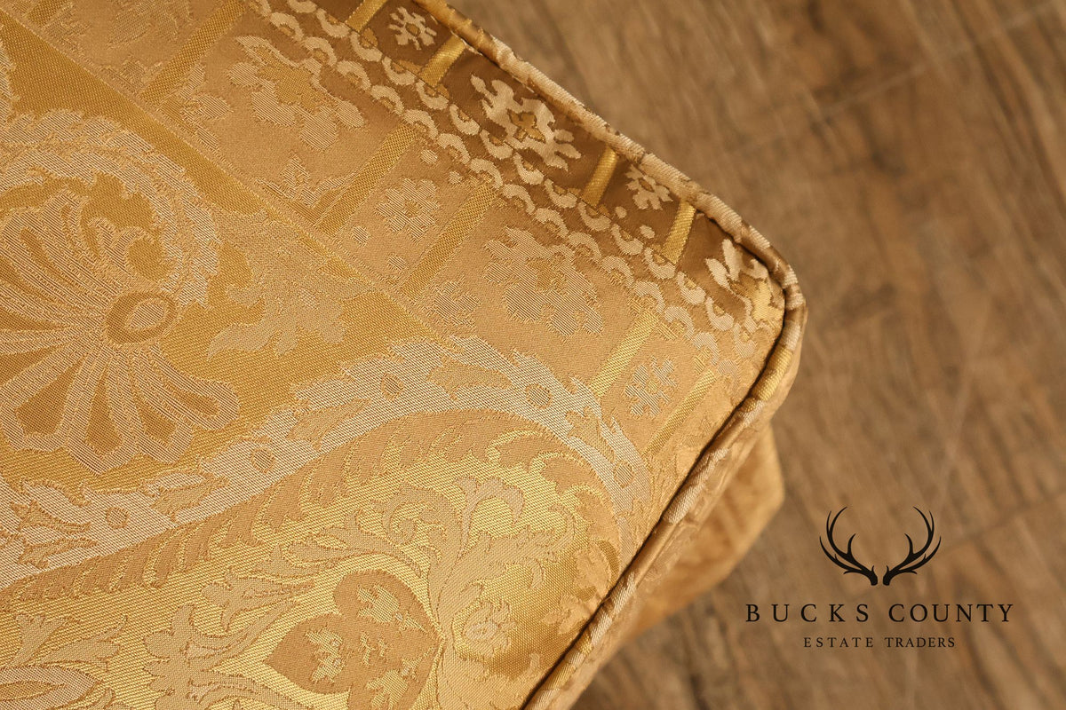 TRS Furniture Traditional Gold D amask Upholstered Lounge Chair And Ottoman