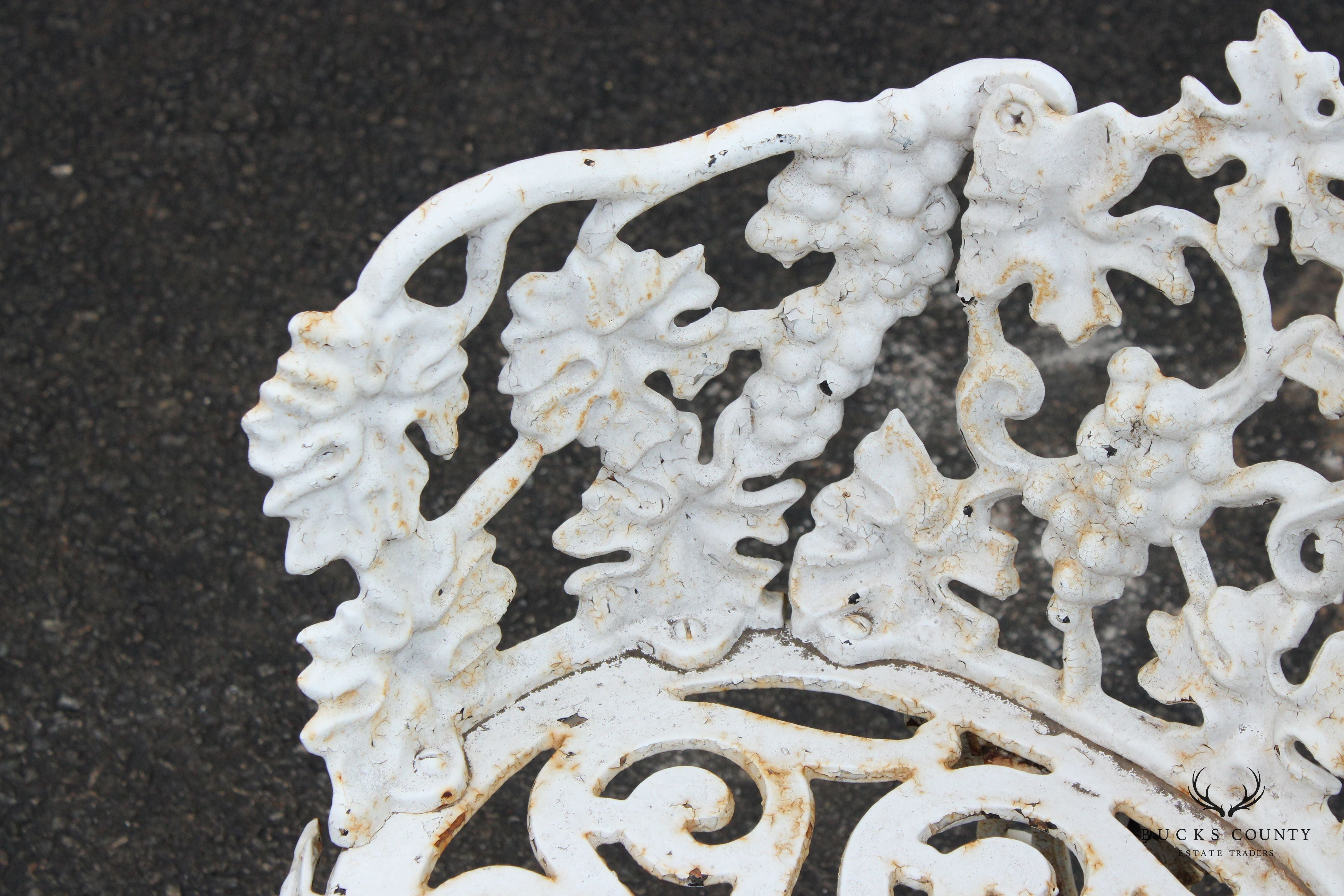 Victorian Style Pair Cast Iron Grapevine Leaves Garden Chairs