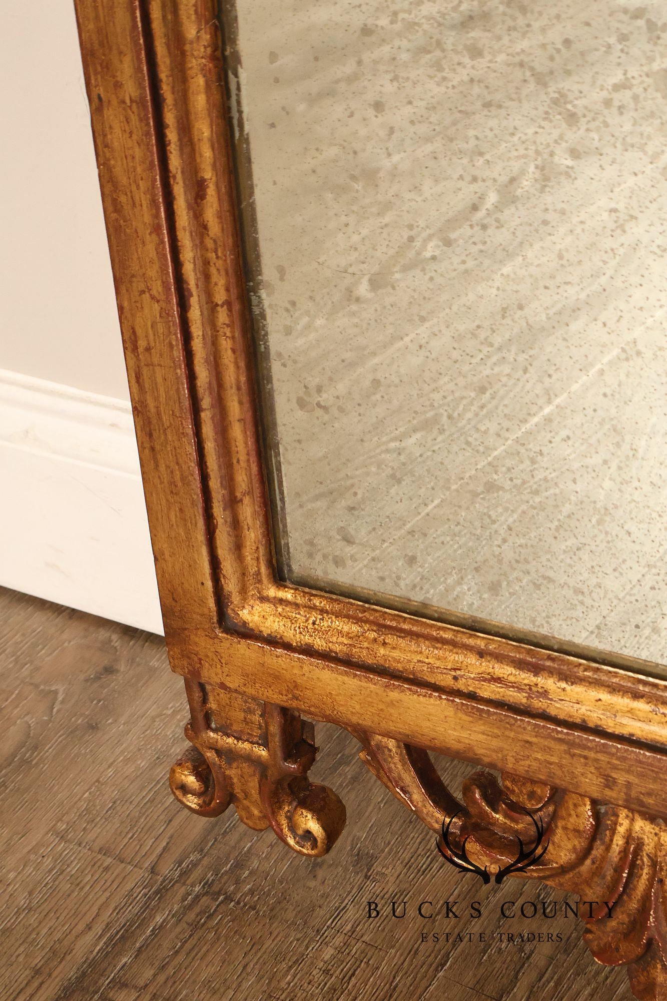 Italian Giltwood Narrow Vintage Wall Mirror Mirror