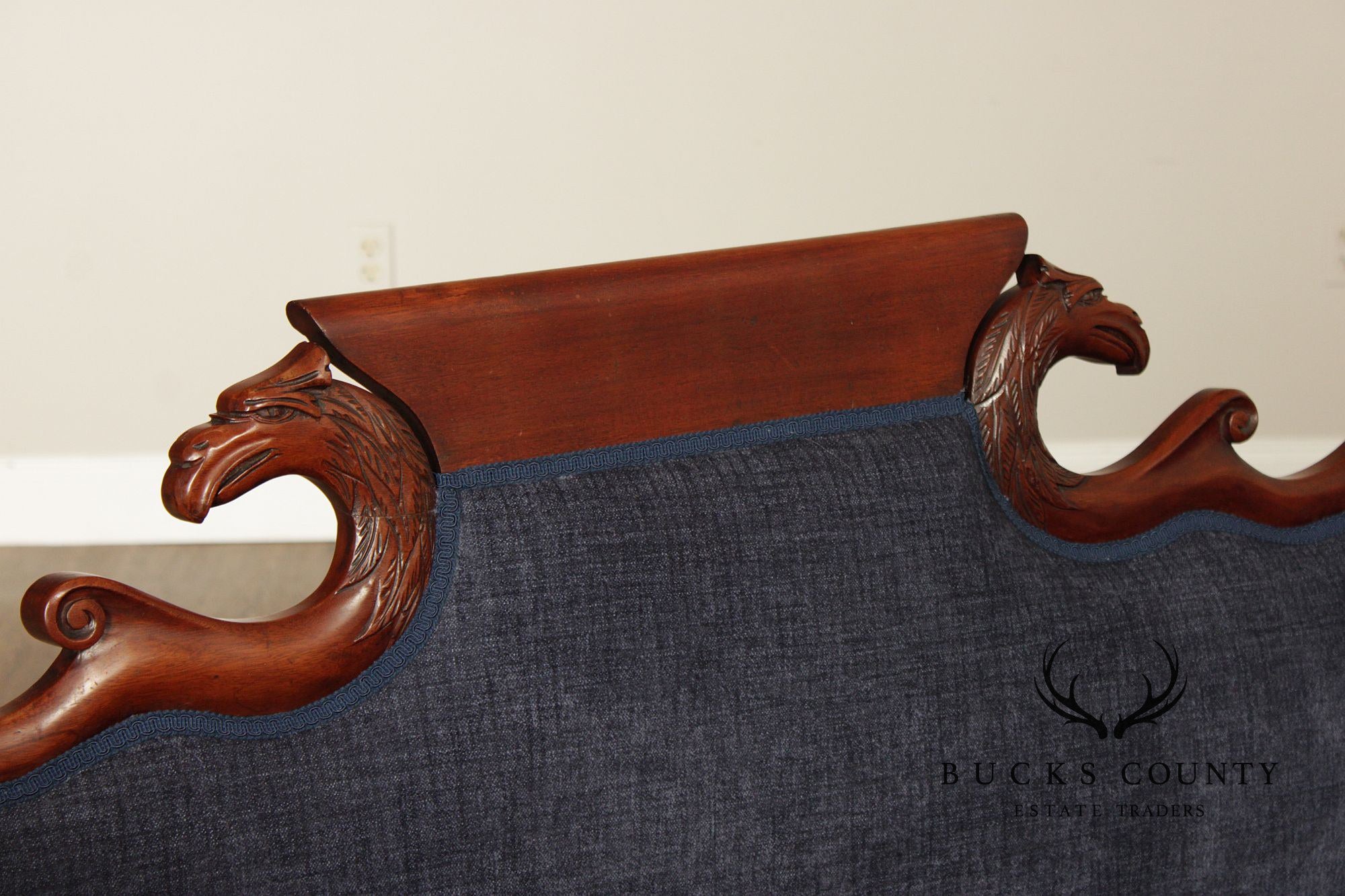 Antique American Carved Mahogany Classical Empire Sofa