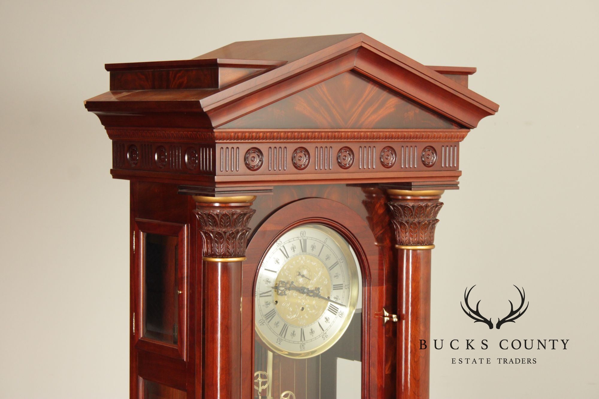 Sligh Mahogany Millennium Limited Edition Grandfather Clock With Corinthian Columns