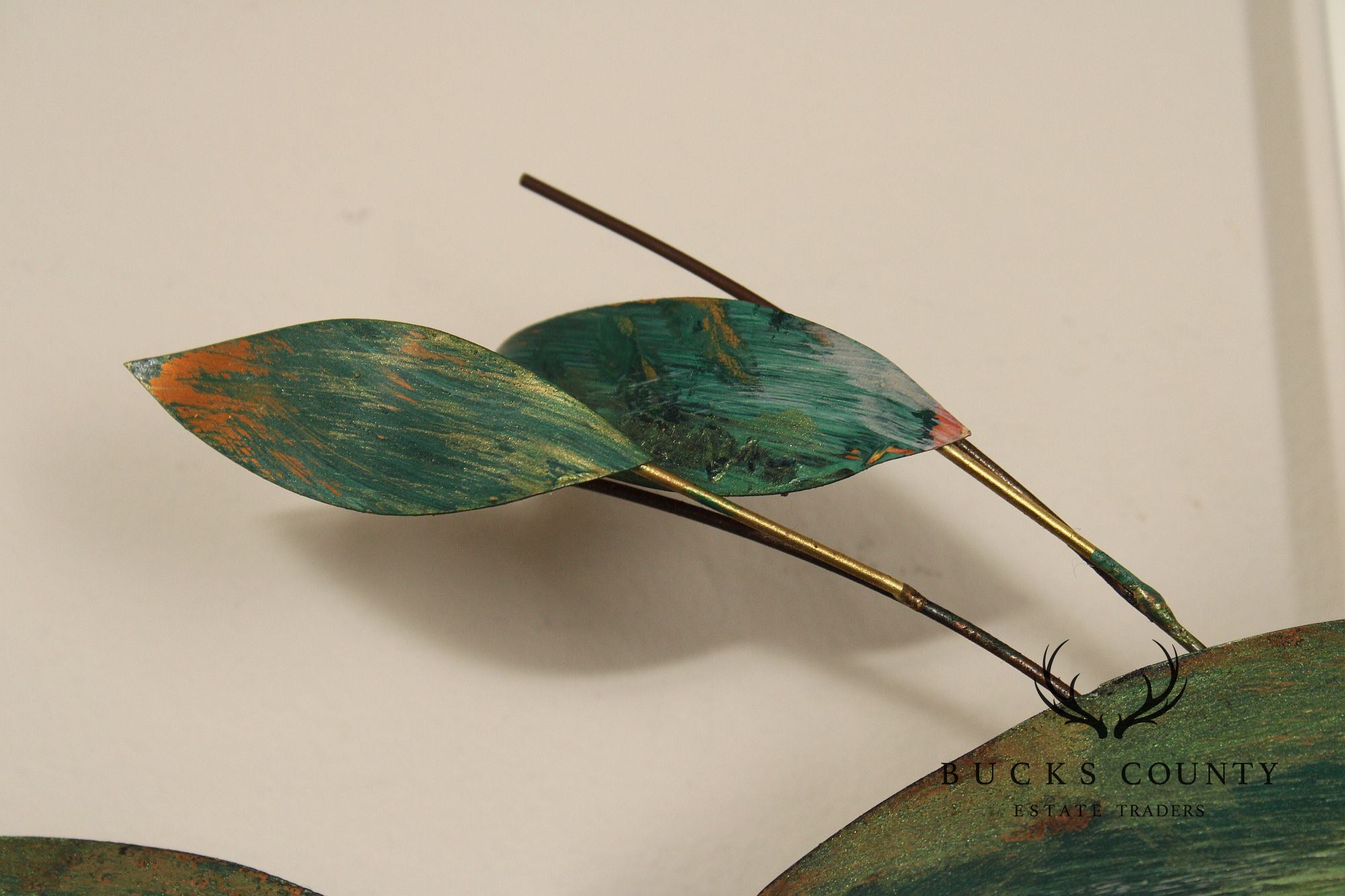 Vintage Enameled Metal Clematis Wall Sculpture