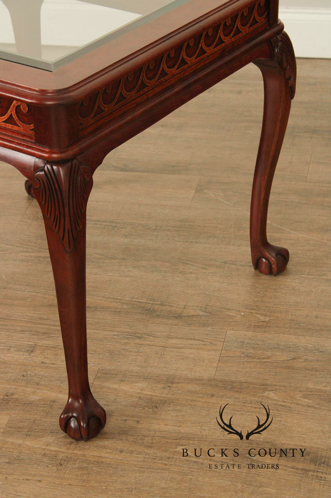 Georgian Style Glass Top Cherry Side Table