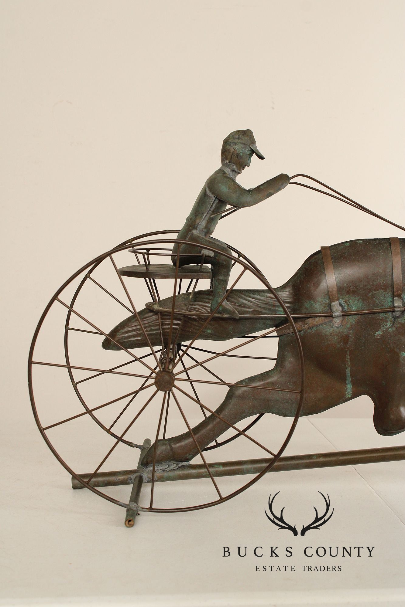 Vintage Jockey and Horse Copper Weathervane