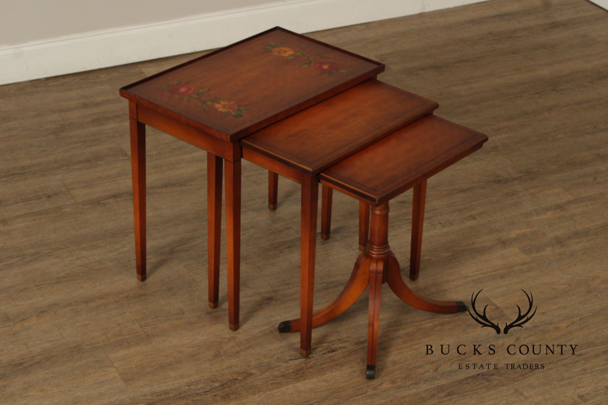 1930's Imperial Furniture Edwardian Set of Three Satinwood Nesting Tables