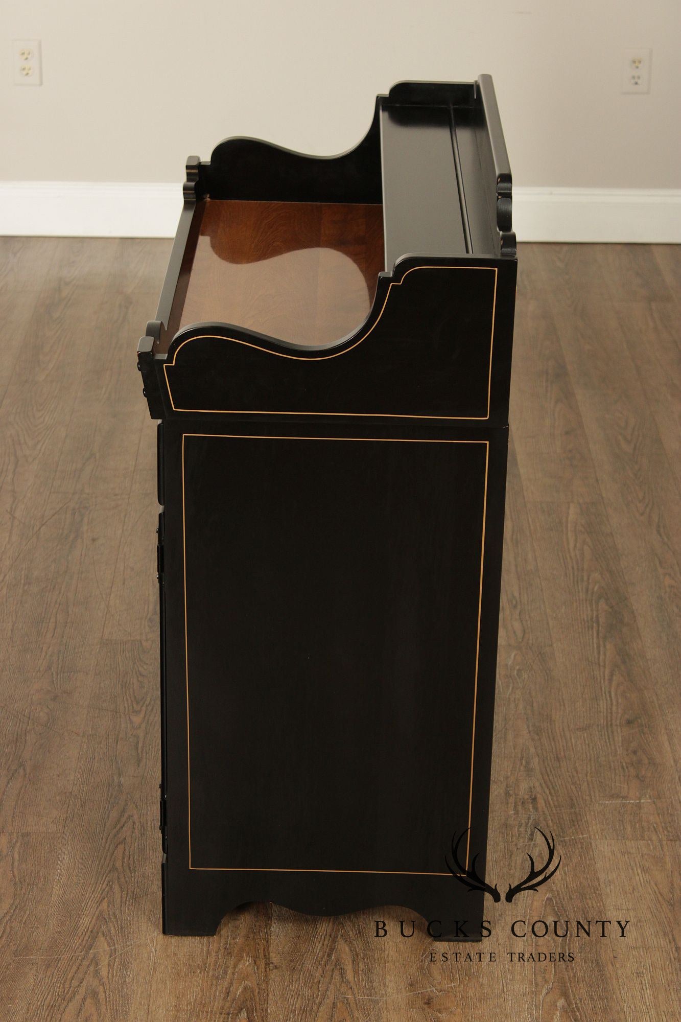 Ethan Allen Hitchcock Style Hand Painted Black Lacquer Dry Sink