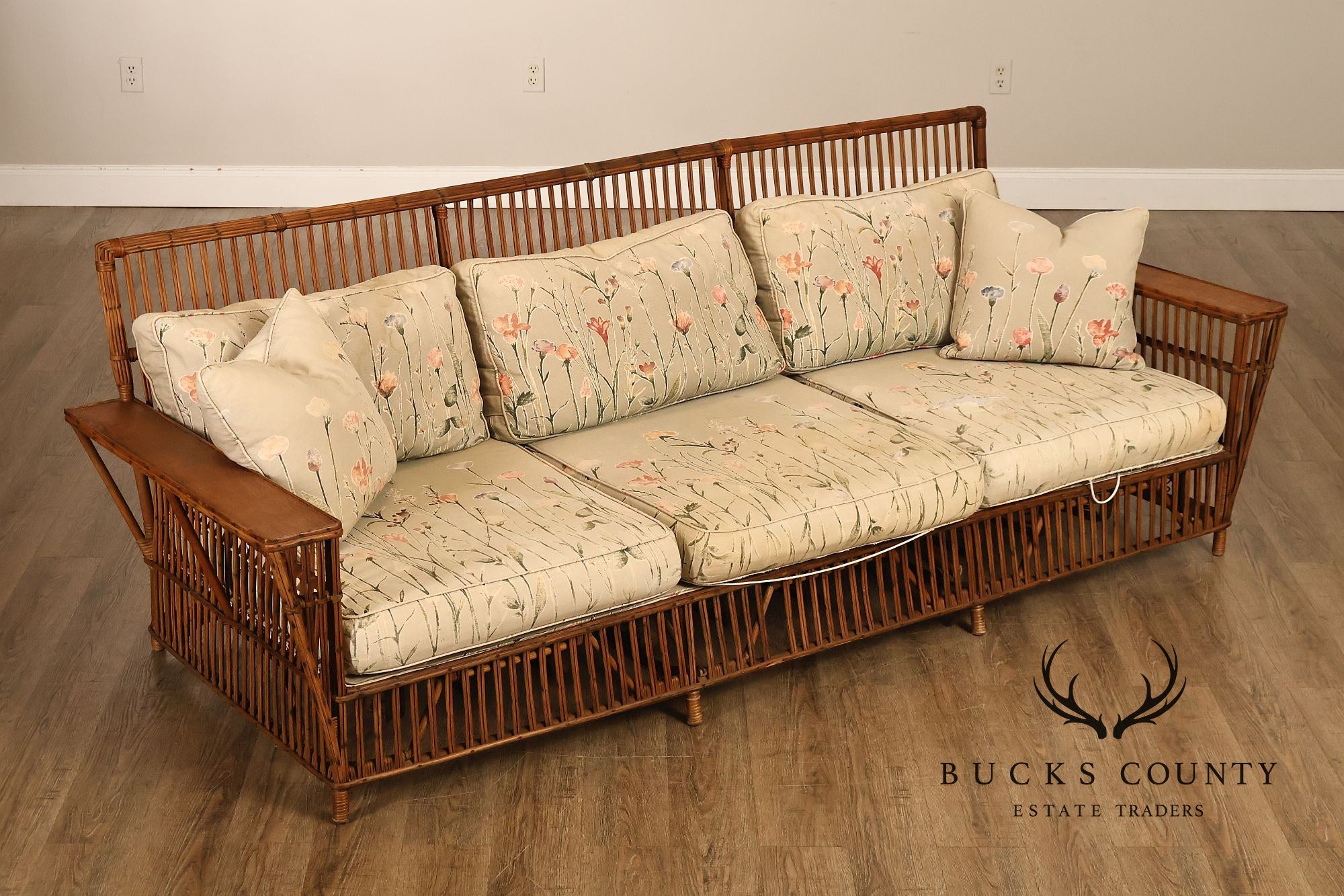 Antique Split Reed Rattan Sofa