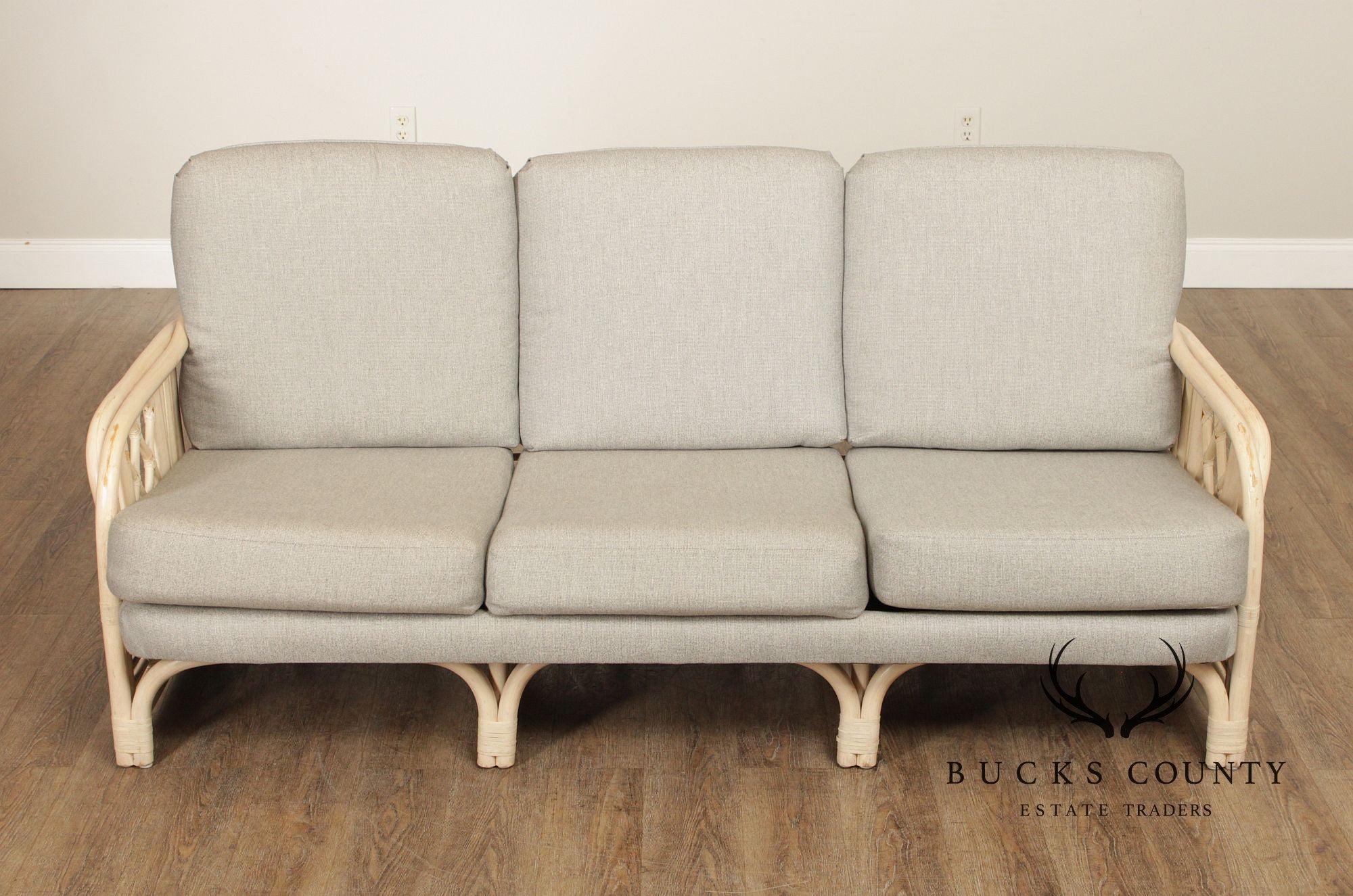 Brighton Pavilion Style Vintage Rattan Three-Seat Sofa