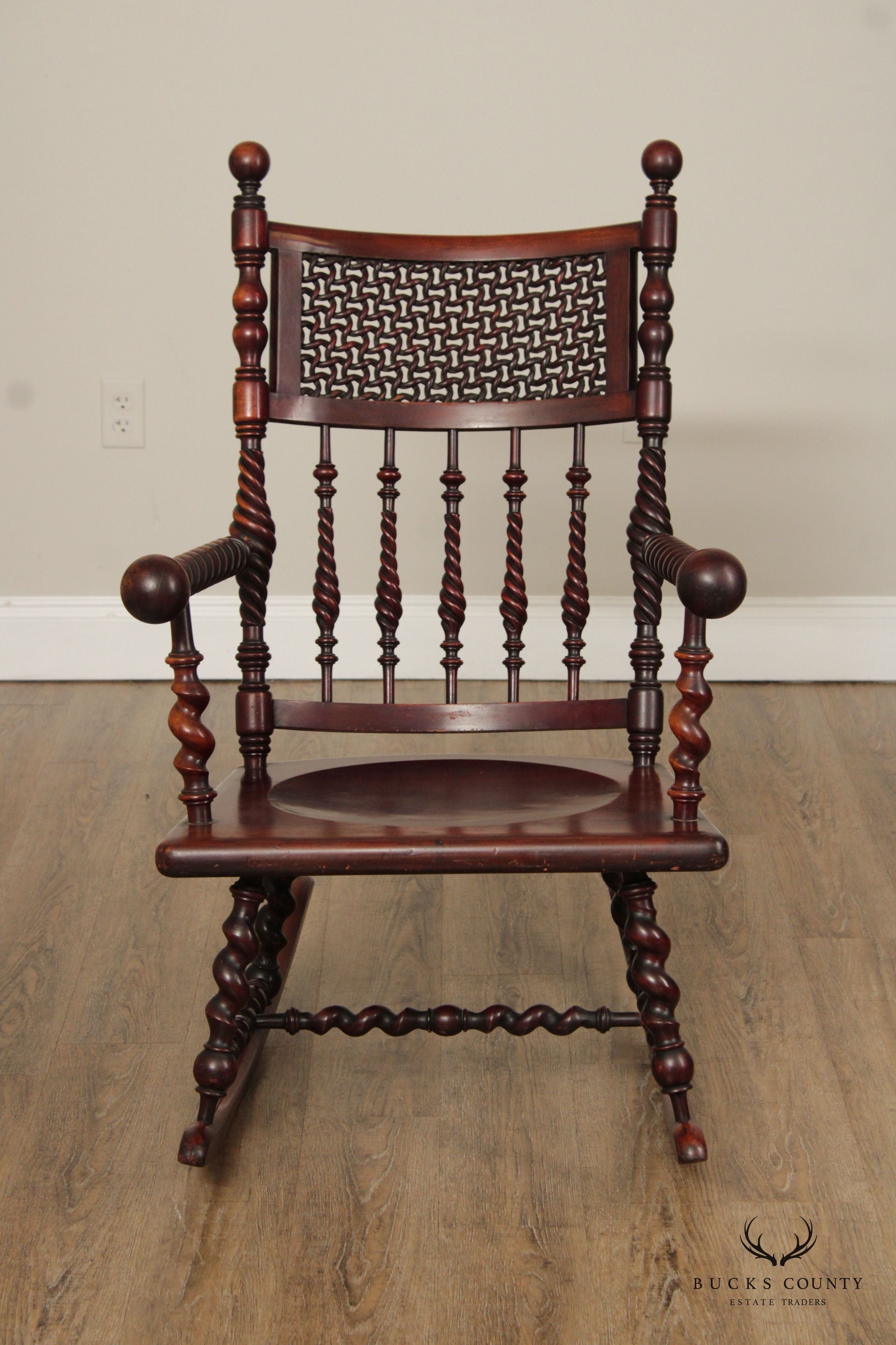 Merklen Brothers Renaissance Revival Mahogany Rocking Chair
