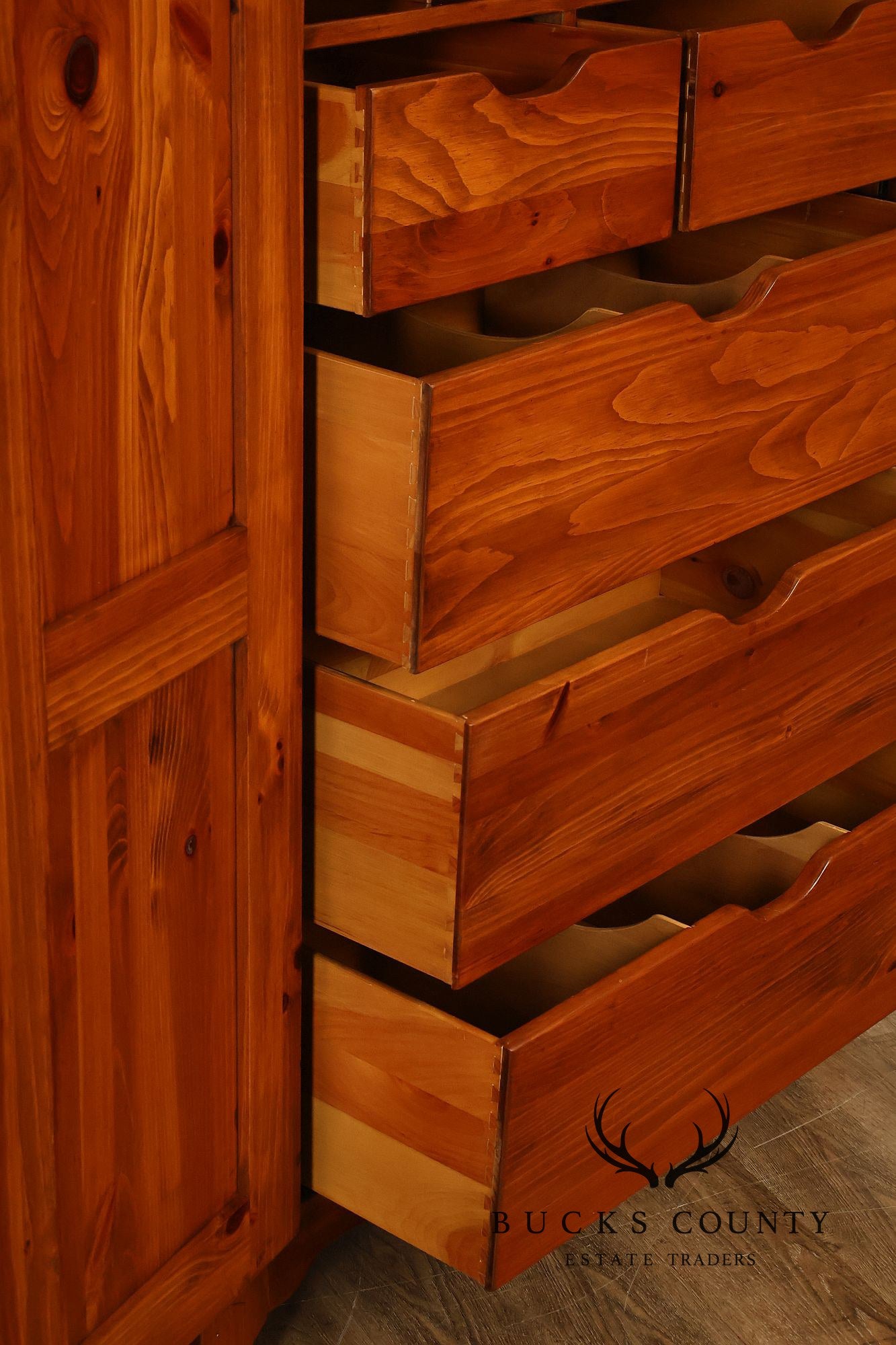 Ethan Allen Craftsman Collection Pine Tall Armoire With Interior Drawers