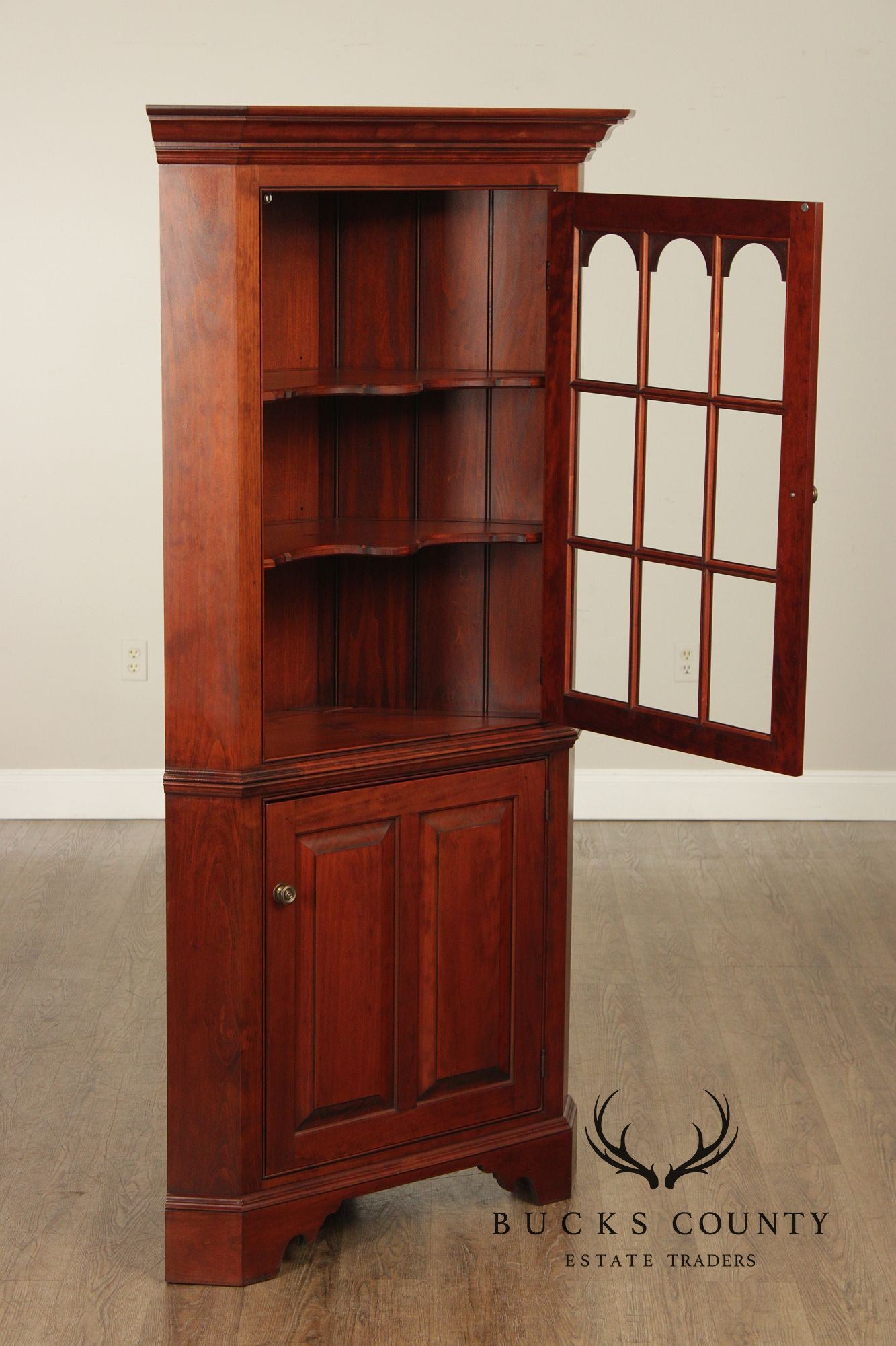 Chippendale Style Benchmade Cherry Corner Cabinet