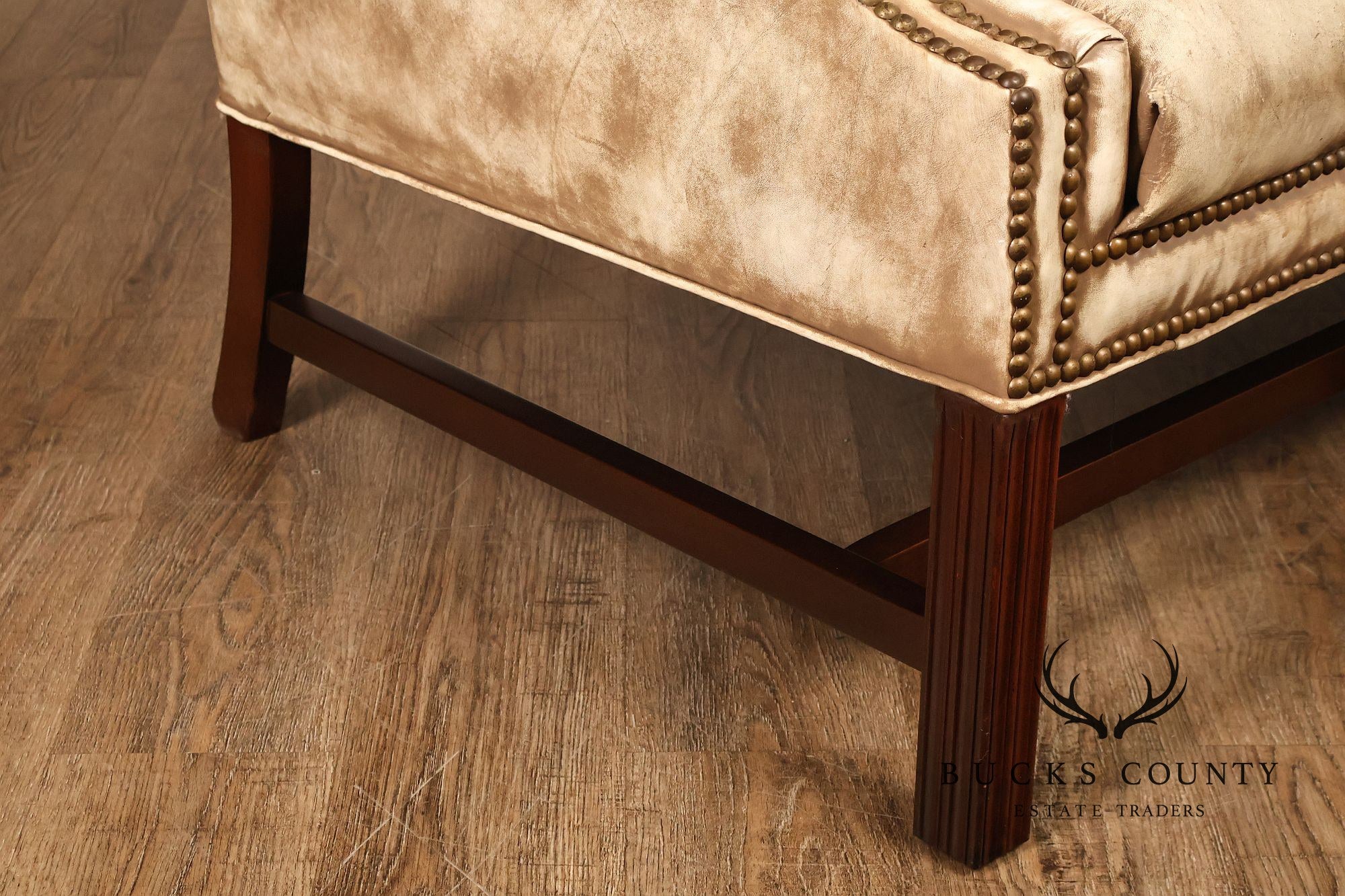 Chippendale Style Camelback Vintage Tufted Chesterfield Leather Sofa