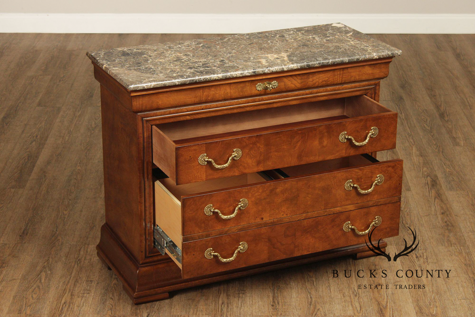 Henredon 'Charles X' Pair of Marble Top Chests