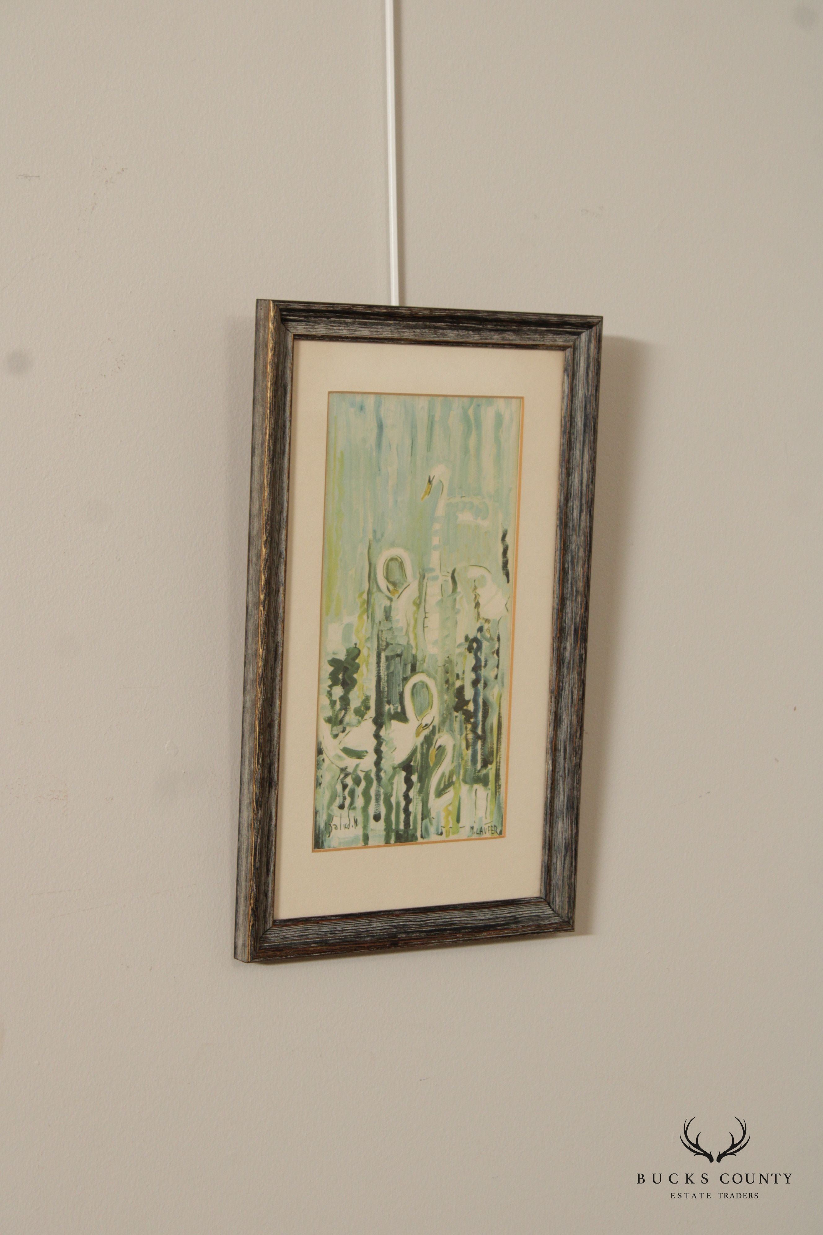 Milia Laufer Impressionist Style Framed Swan Print