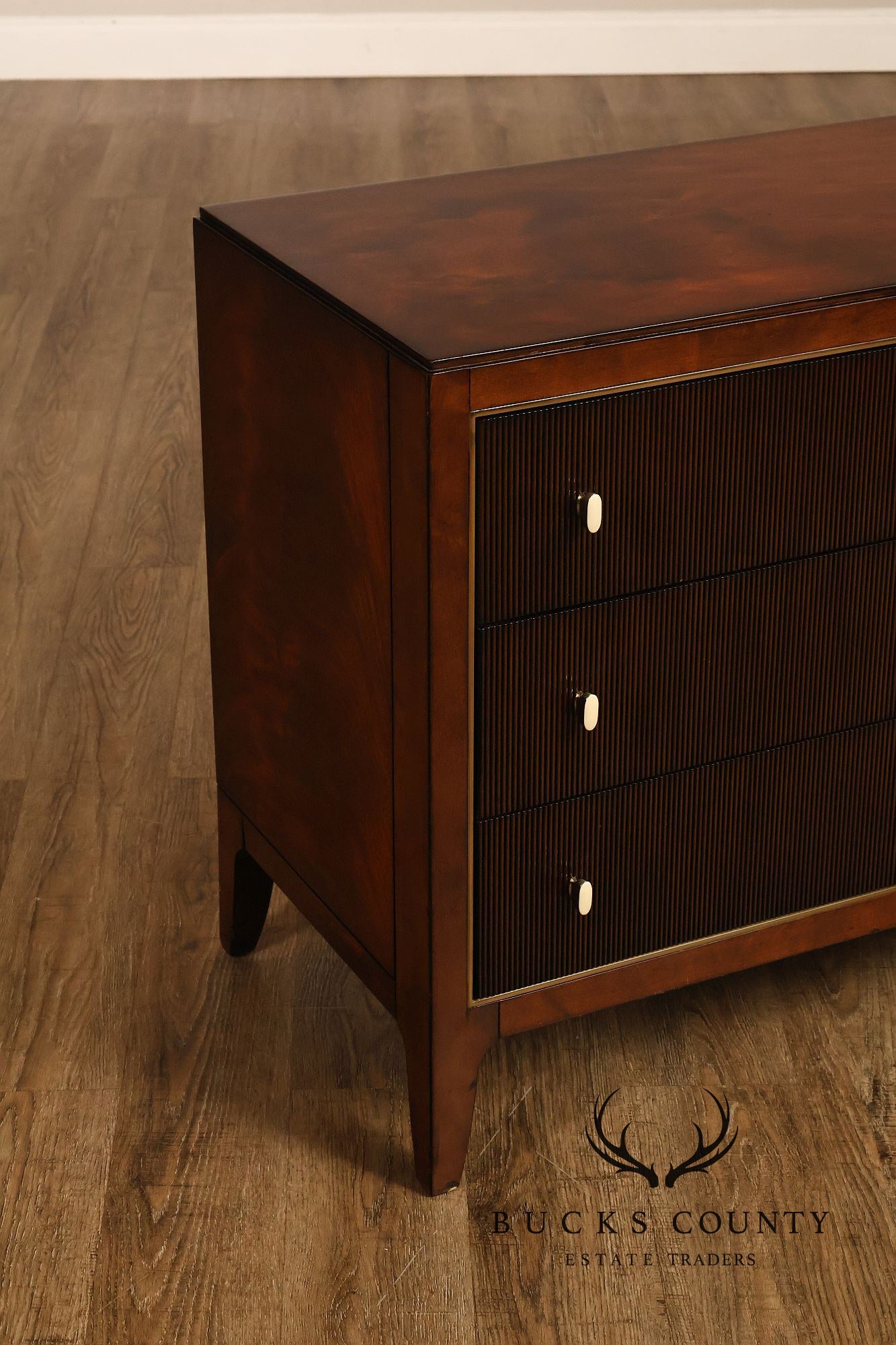 Caracole Art Deco Style Pair of Mahogany Chest Nightstands