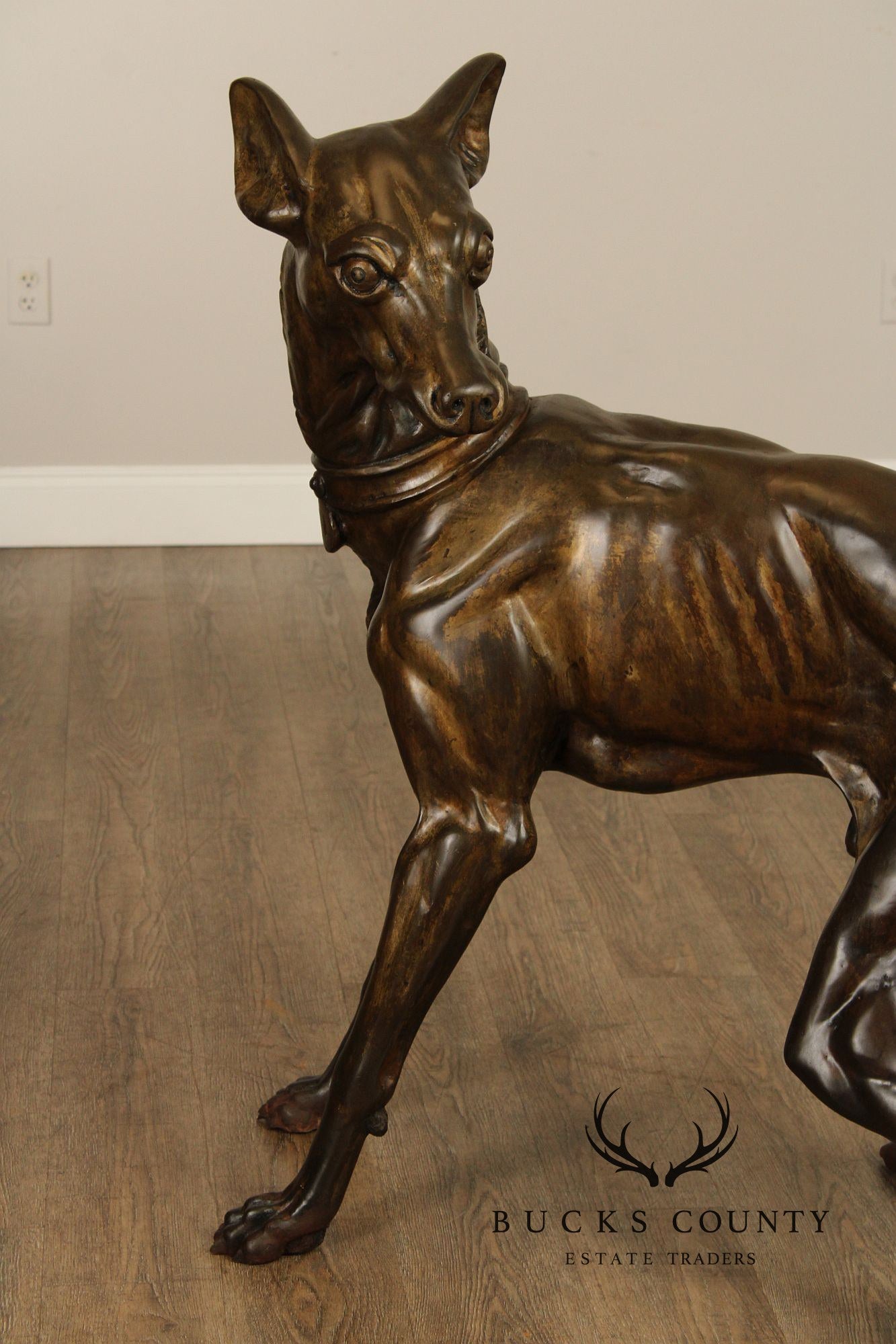 Large Pair Of Outdoor Bronze Whippets
