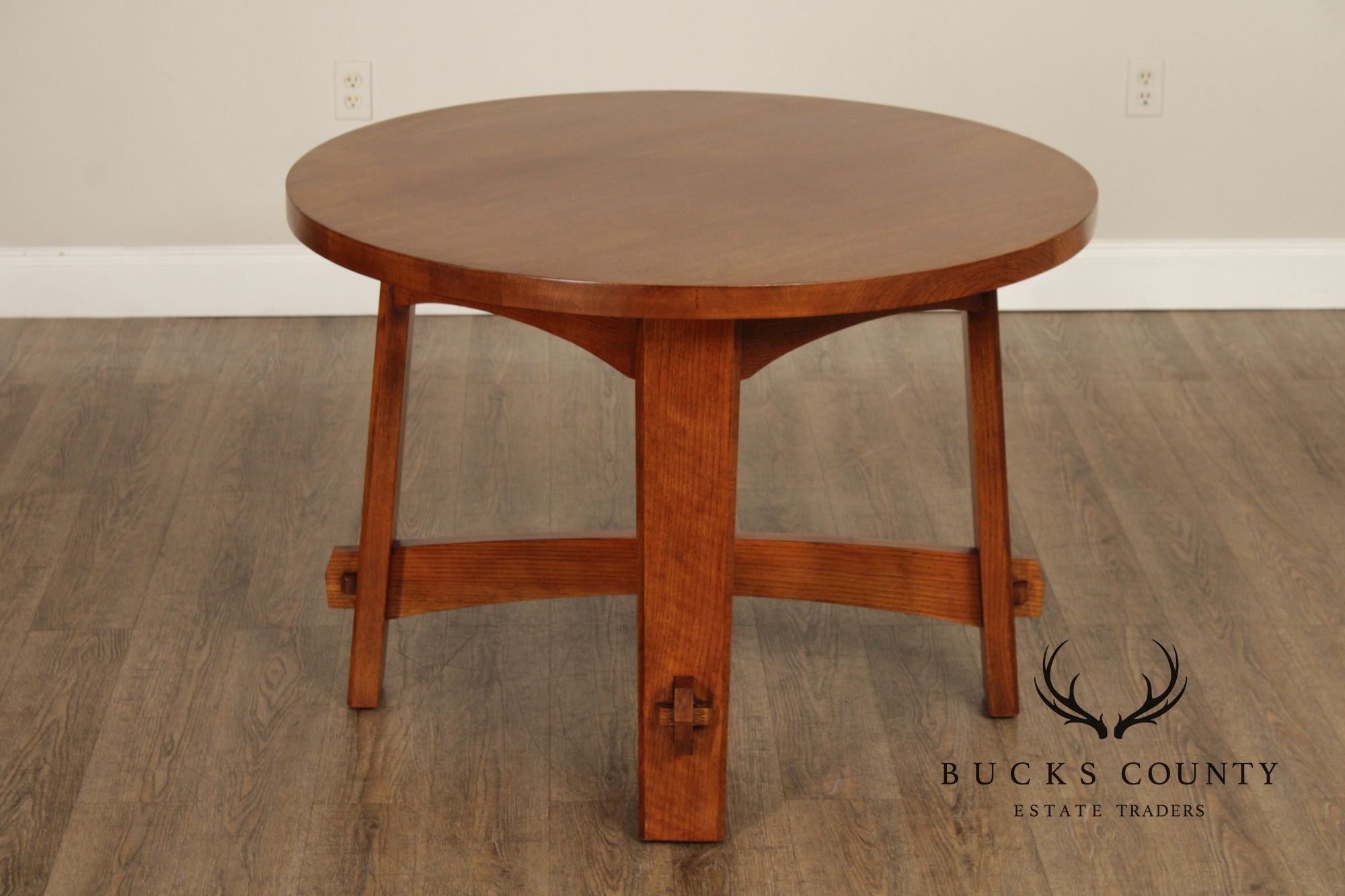 Stickley Mission Collection Round Oak Commemorative Library Table