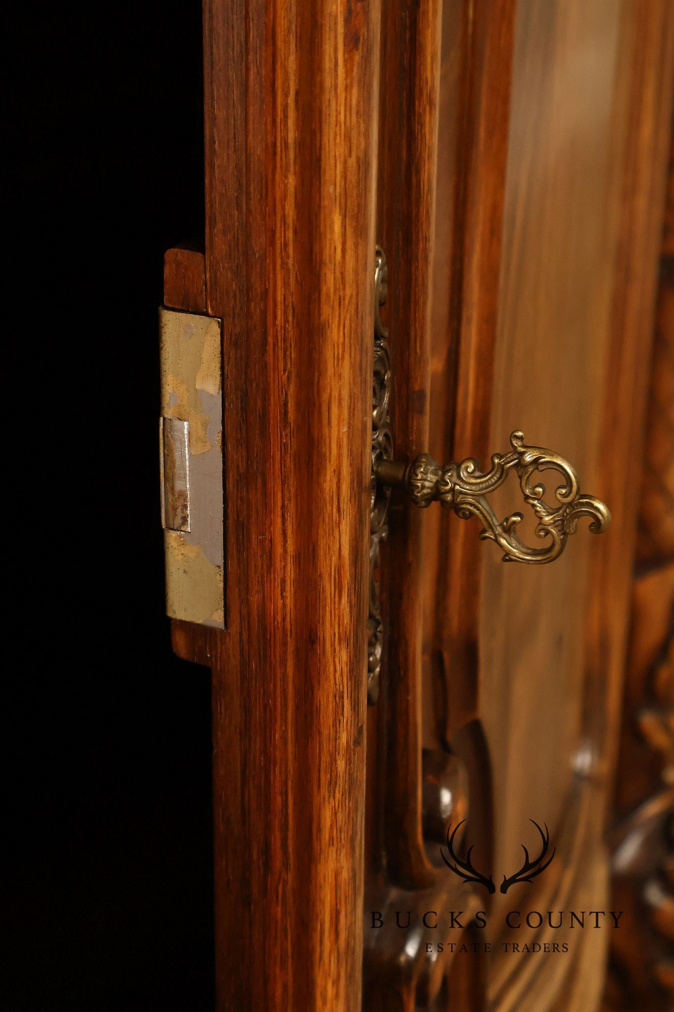 French Louis XV Style 106" Long Marble Top Walnut Sideboard