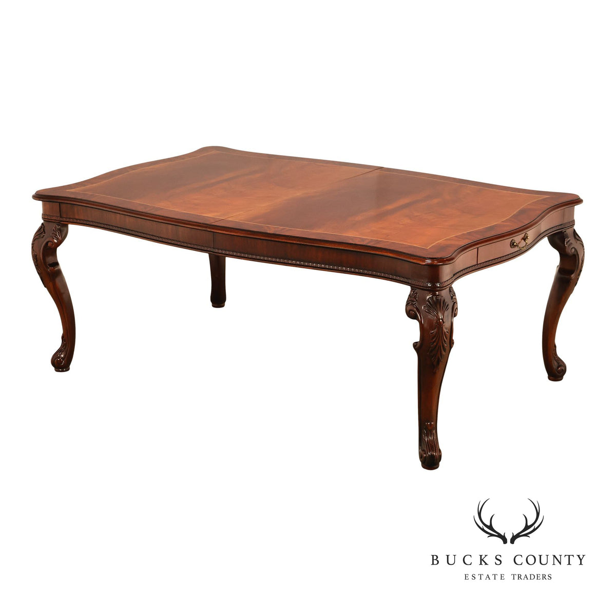 Henredon Georgian Style Banded Mahogany Expandable Dining Table
