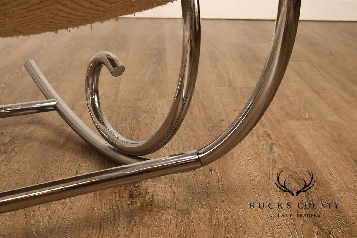 1970s Post Modern Tubular Chrome Rocking Chair
