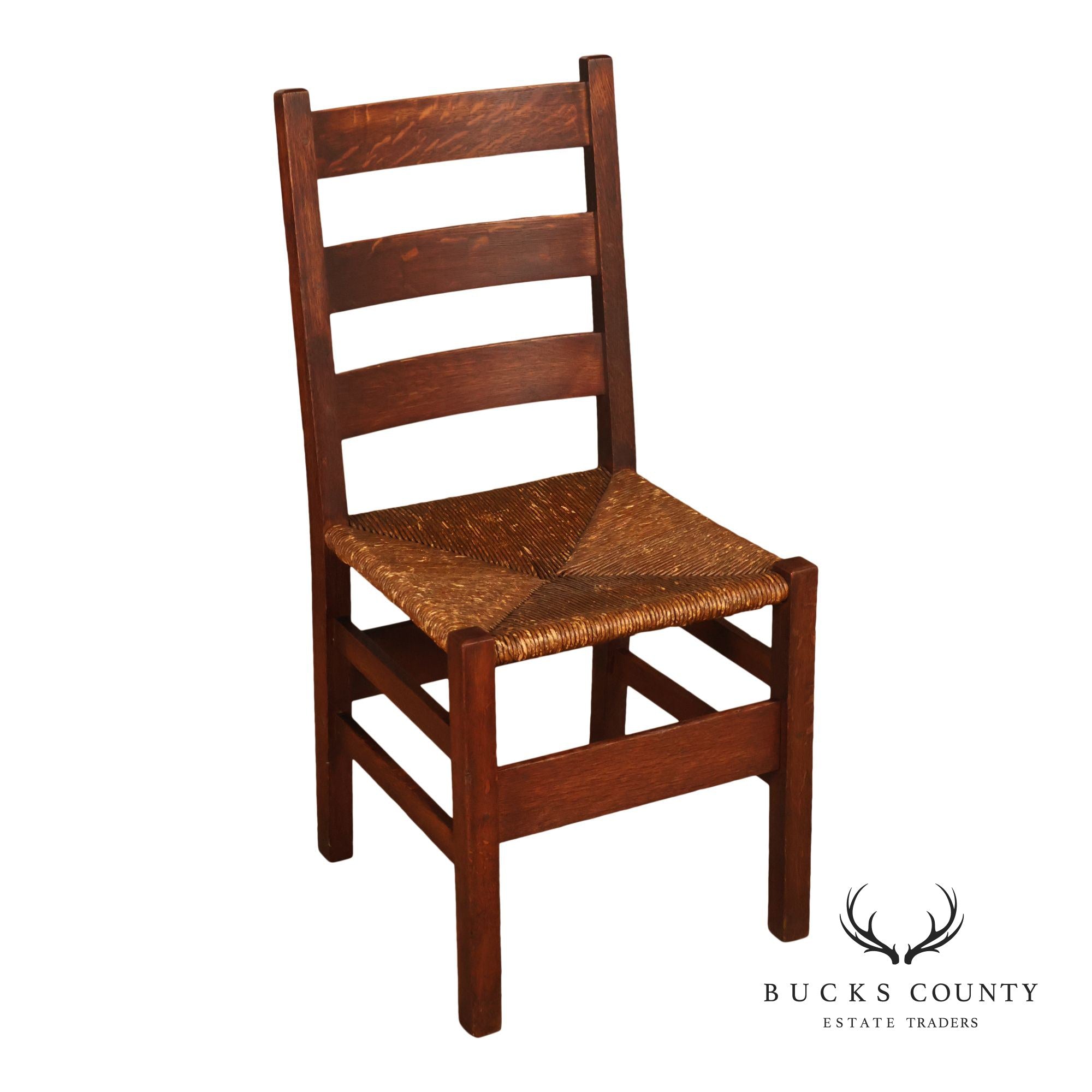 Antique Gustav Stickley Mission Oak Ladderback Side Chair