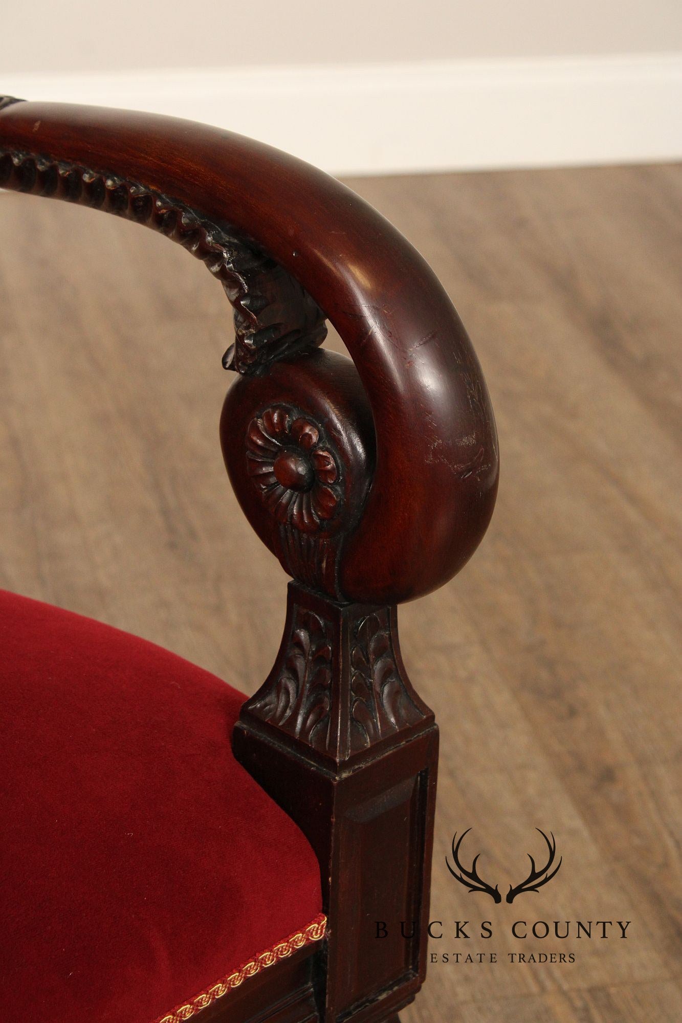 French Empire Style Pair of Mahogany Armchairs