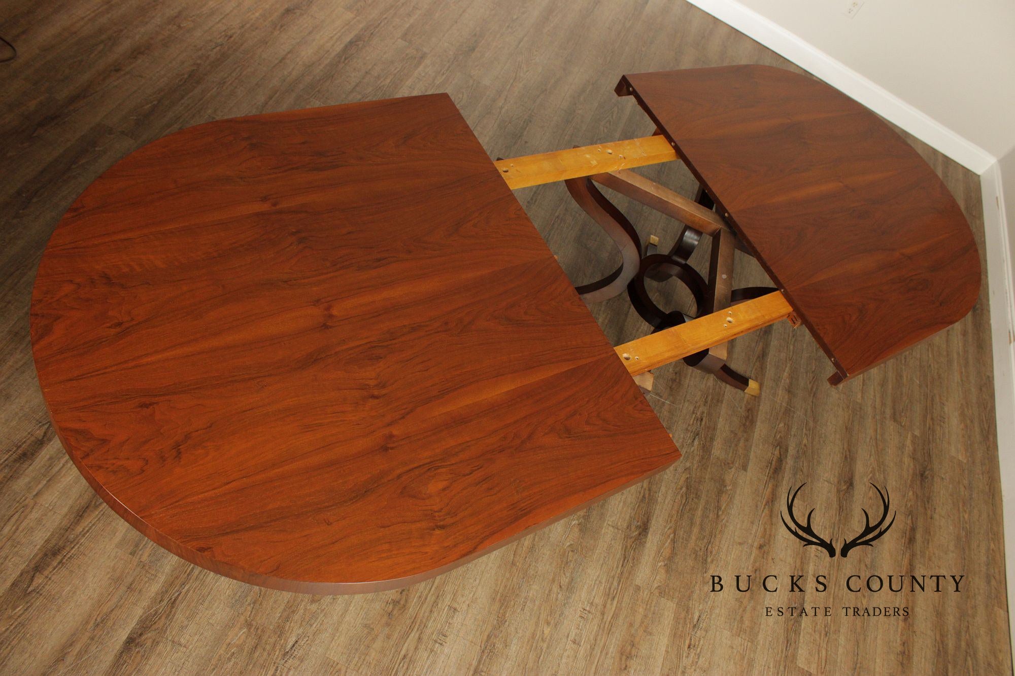 Acanto Luxury Furniture French Art Deco Style Oval Walnut Extendable Dining Table