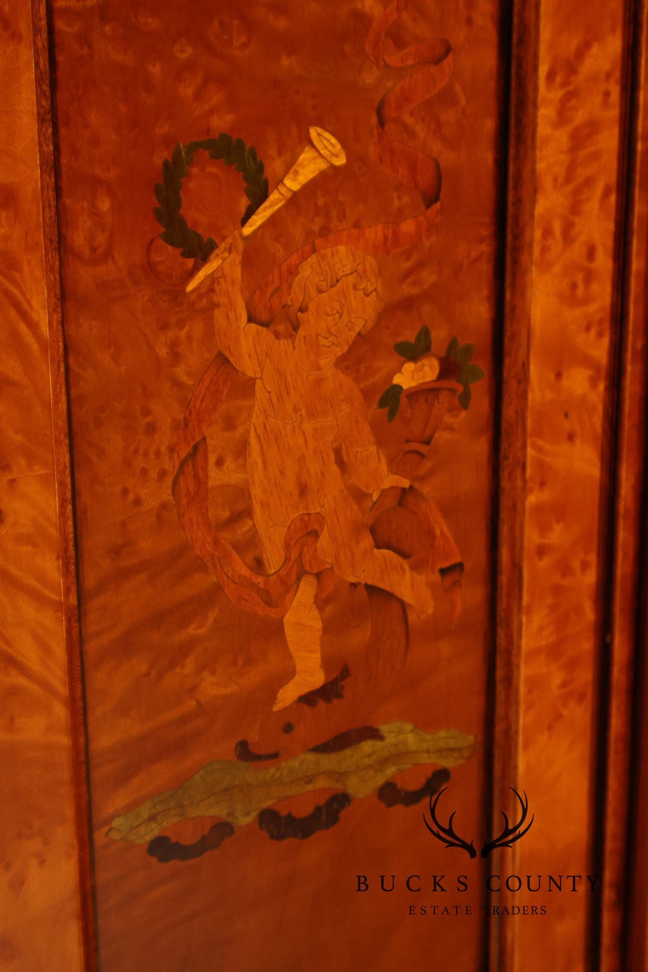 Rho Mobili D'Epoca Neoclassical Burl Wood Marquetry Inlaid Sideboard