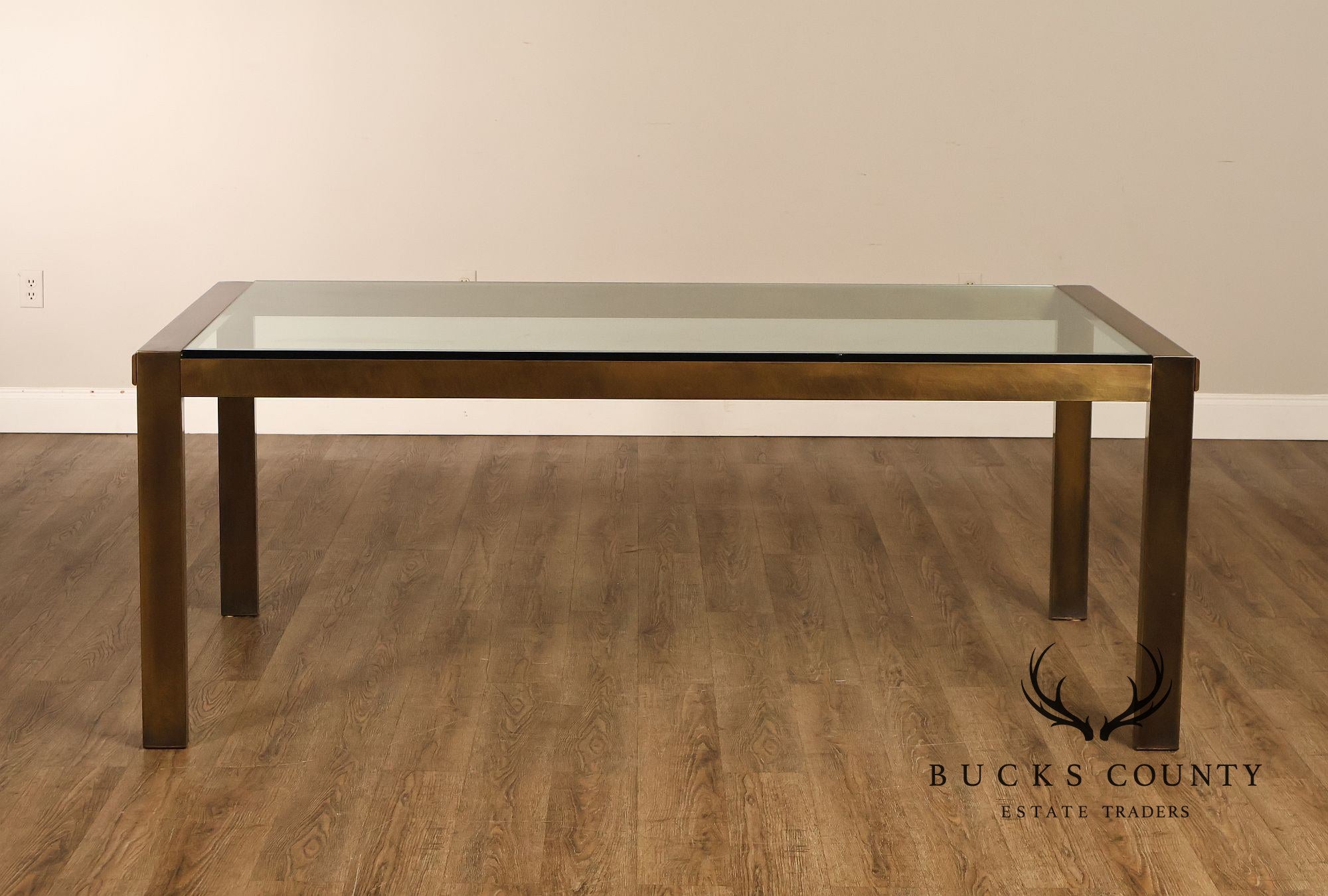 John Stuart Bronze Finish Glass Top Extendable Dining Table