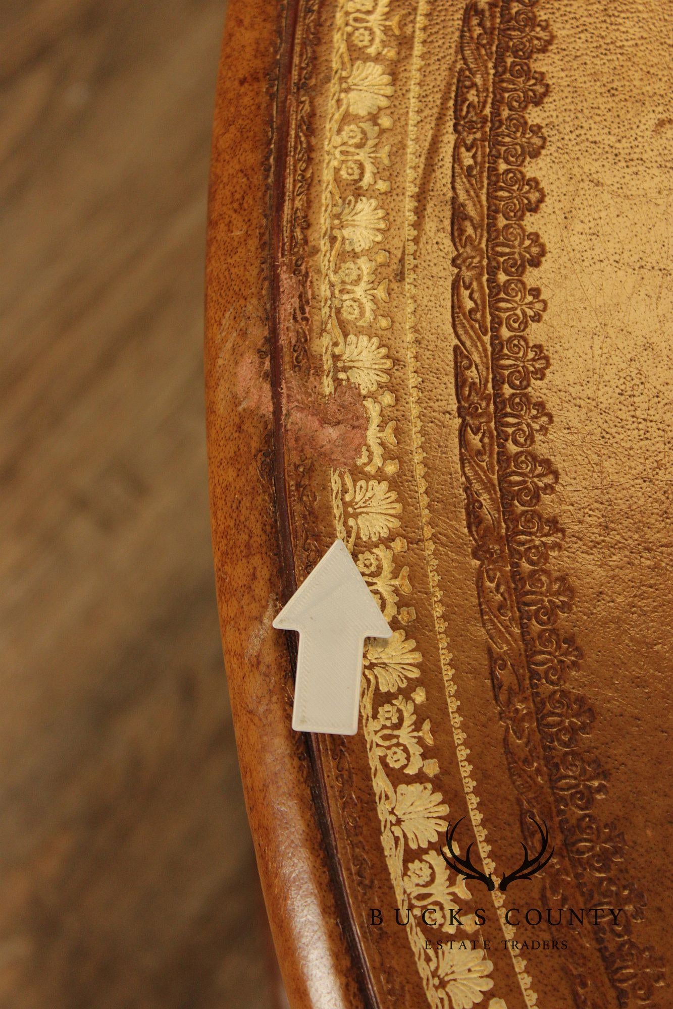 Maitland Smith Leather Wrapped Oval Executive Partners Desk